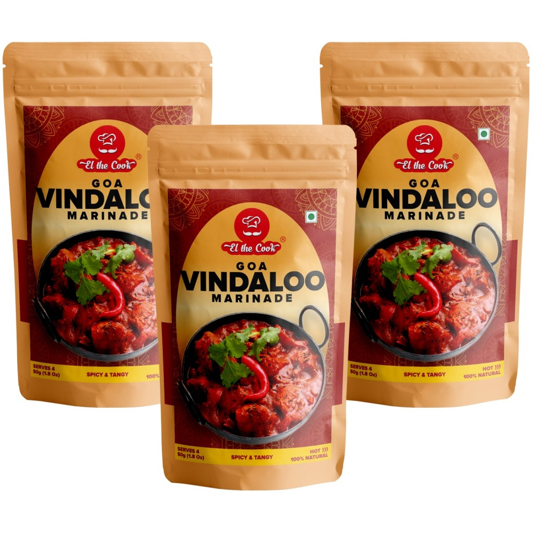 EL The Cook Goa Vindaloo Marinade, CONCENTRATE PASTE, Spicy & Tangy Indian Meat Marinade, 3 pack x 1.7oz, Vegetarian, Gluten Free (Flavor: Vindaloo - 3 Pack)