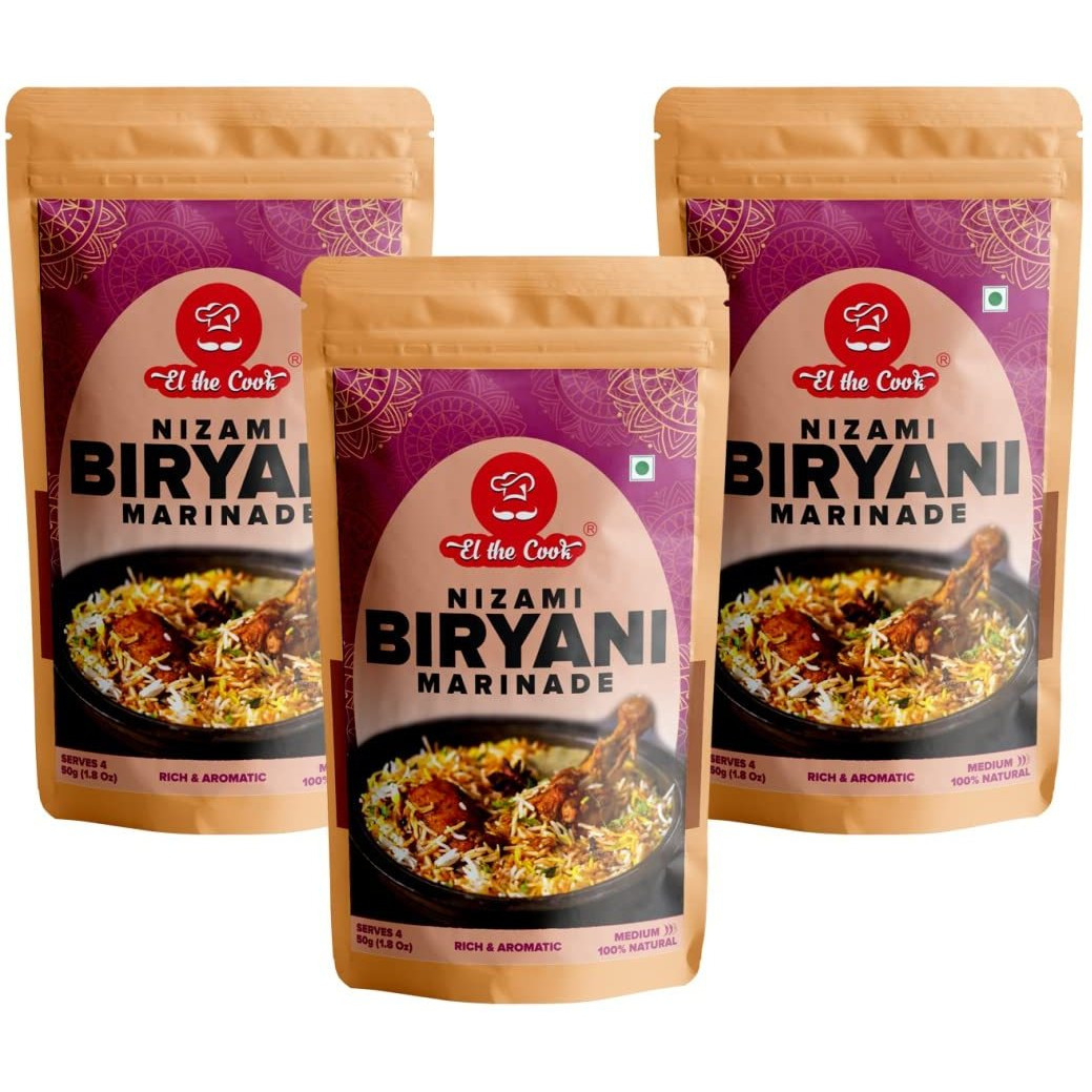 EL The Cook Nizami Biryani Marinade, CONCENTRATE PASTE, Rich & Aromatic Indian Meat Marinade, 3 pack x 1.7oz, Vegetarian, Gluten Free (Flavor: Nizami Biryani - 3 Pack)