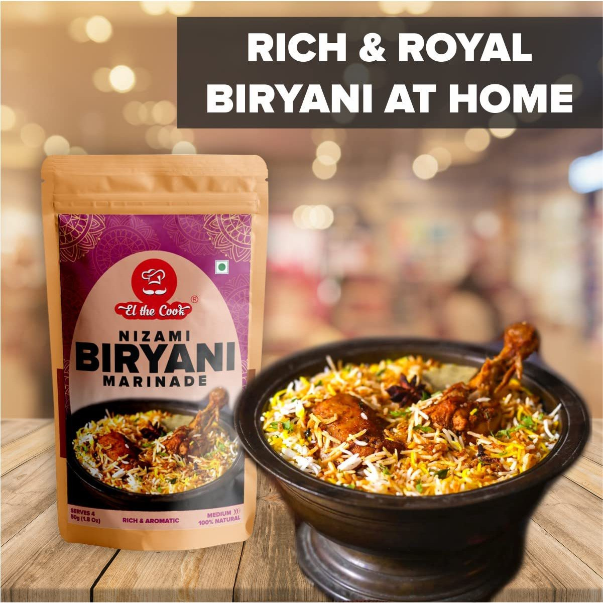 EL The Cook Nizami Biryani Marinade, CONCENTRATE PASTE, Rich & Aromatic Indian Meat Marinade, 3 pack x 1.7oz, Vegetarian, Gluten Free (Flavor Nizami Biryani - 3 Pack)