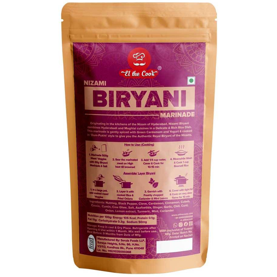 EL The Cook Nizami Biryani Marinade, CONCENTRATE PASTE, Rich & Aromatic Indian Meat Marinade, 3 pack x 1.7oz, Vegetarian, Gluten Free (Flavor: Nizami Biryani - 3 Pack)