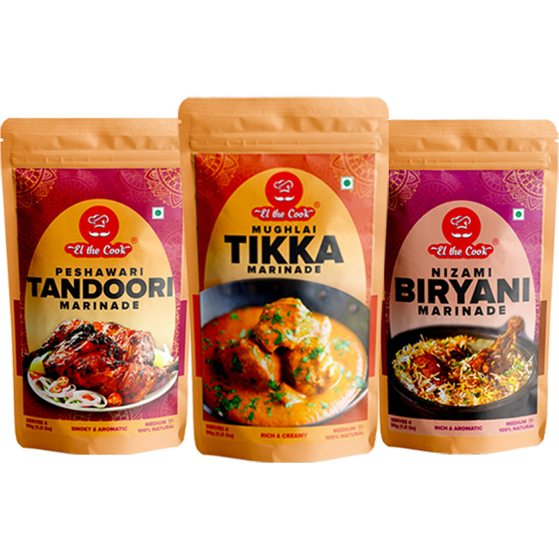 EL The Cook Indian Marinades Value Pack, CONCENTRATE PASTES, Authentic Indian Flavor, 3 pack x 1.7oz, Vegetarian, Gluten Free (Flavor Value 3 Pack)