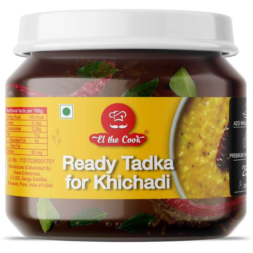 EL The Cook Ready-to-Use Ghee Tadka(CONCENRATED Whole Spice Tempering) for Kitchari, Indian Lentils Seasoning, Super Saver Jar Pack, 6.34oz, Vegetarian, Gluten-Free (Flavor Dal Kitchari)