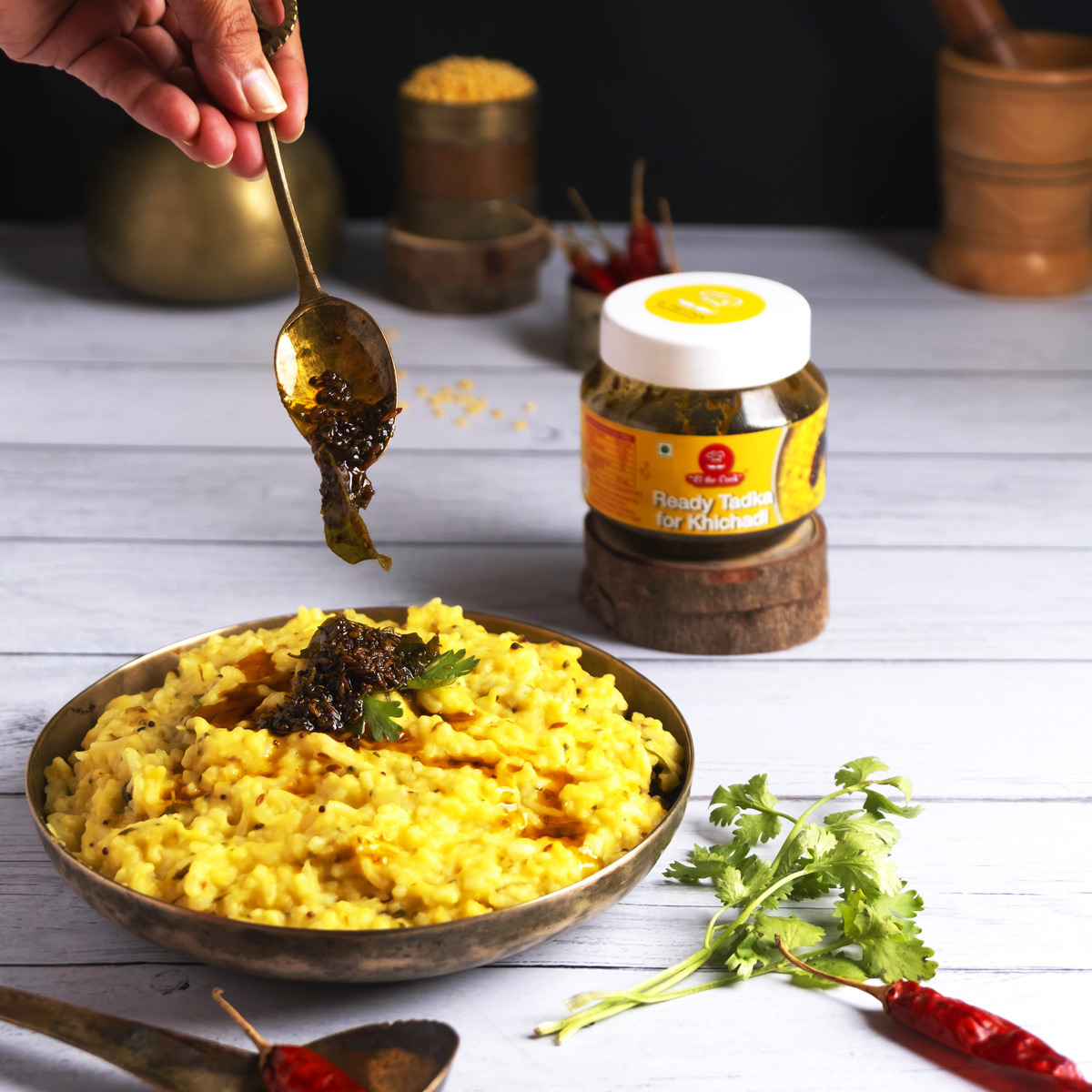 EL The Cook Ready-to-Use Ghee Tadka(CONCENRATED Whole Spice Tempering) for Kitchari, Indian Lentils Seasoning, Super Saver Jar Pack, 6.34oz, Vegetarian, Gluten-Free (Flavor Dal Kitchari)