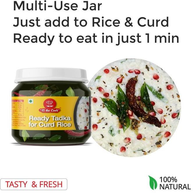 EL The Cook Ready-to-Use Tadka(CONCENRATED  Whole Spice Tempering) for Curd Rice, Indian Rice Seasoning, Super Saver Jar Pack, 6.34oz, Vegan, Gluten-Free (Flavor Curd Rice)