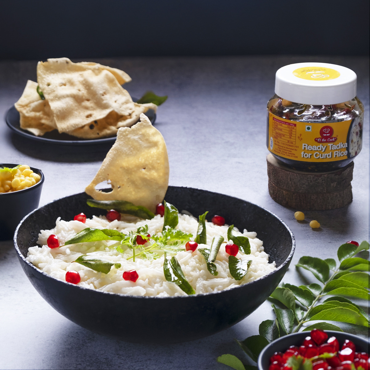 EL The Cook Ready-to-Use Tadka(CONCENRATED  Whole Spice Tempering) for Curd Rice, Indian Rice Seasoning, Super Saver Jar Pack, 6.34oz, Vegan, Gluten-Free (Flavor Curd Rice)