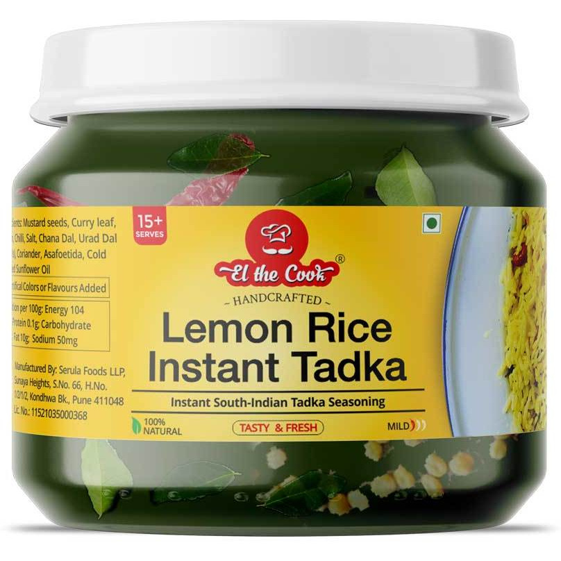 EL The Cook Ready-to-Use Tadka(CONCENTRATE Whole Spice Tempering) for Spicy Lemon Rice, Indian Rice Seasoning, Super Saver Jar Pack, 6.34oz, Vegan, Gluten-Free (Flavor: Lemon Rice)