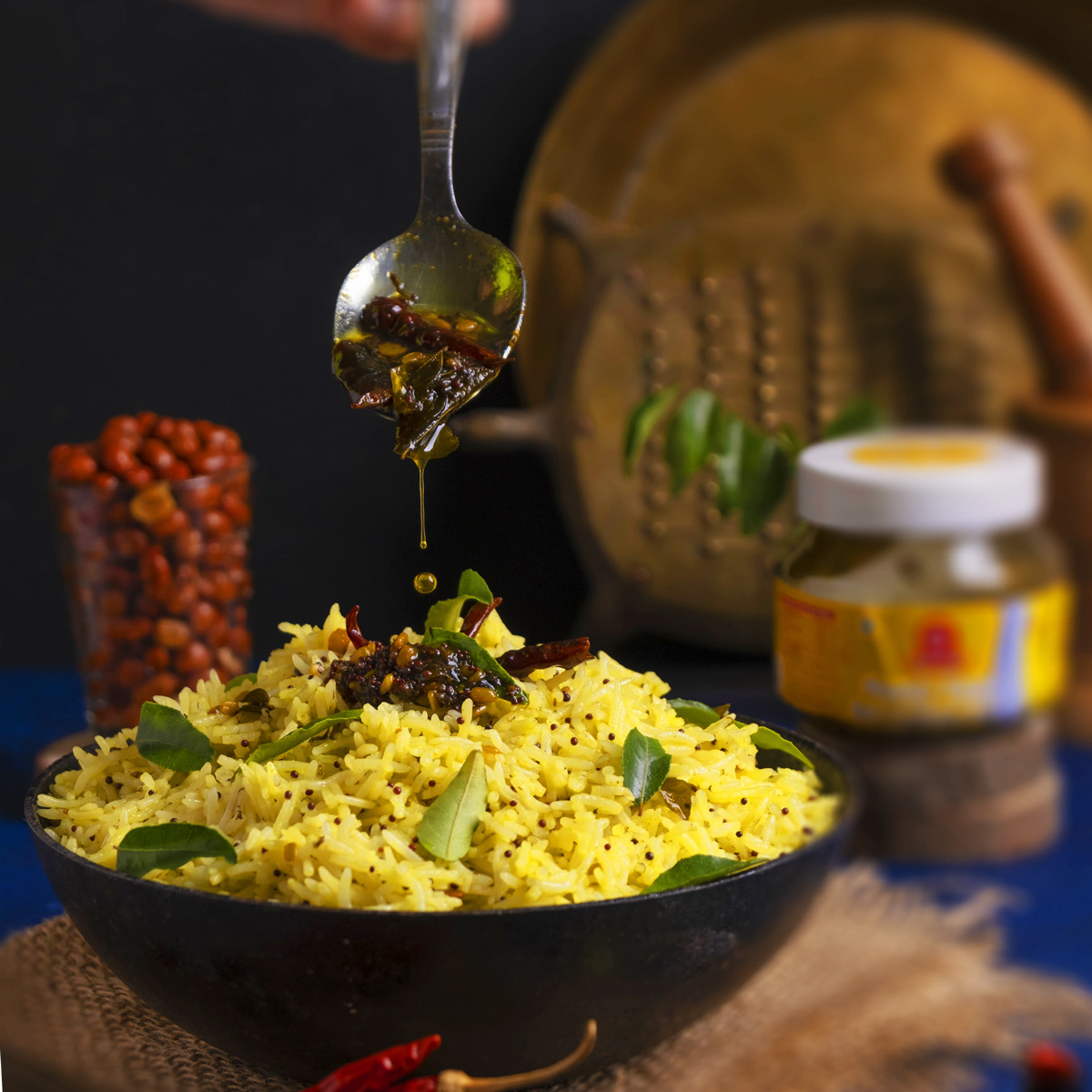 EL The Cook Ready-to-Use Tadka(CONCENTRATE Whole Spice Tempering) for Spicy Lemon Rice, Indian Rice Seasoning, Super Saver Jar Pack, 6.34oz, Vegan, Gluten-Free (Flavor Lemon Rice)