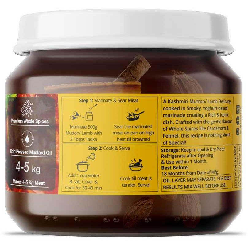 EL The Cook Ready-to-Use Tadka(CONCENRATED Whole Spice Tempering) for Kashmiri Rogan Josh, Indian Meat Marinade, Super Saver Jar Pack, 6.70oz, Vegan, Gluten-Free (Flavor Rogan Josh)