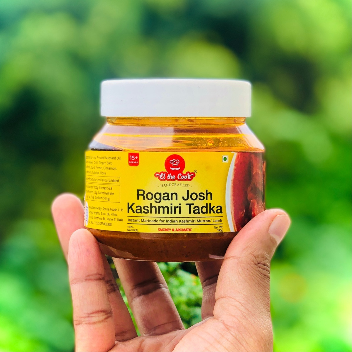 EL The Cook Ready-to-Use Tadka(CONCENRATED Whole Spice Tempering) for Kashmiri Rogan Josh, Indian Meat Marinade, Super Saver Jar Pack, 6.70oz, Vegan, Gluten-Free (Flavor Rogan Josh)