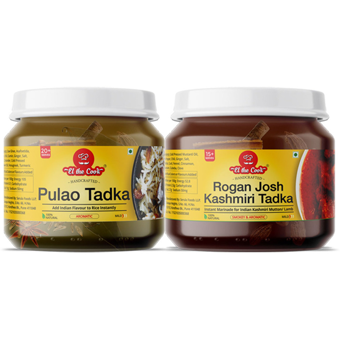 EL The Cook Ready-to-Use Tadka(CONCENRATED Whole Spice Tempering) for Kashmiri Meals, Indian Meat Marinade & Rice Seasoning, Super Saver COMBO Pack, 12.68oz, Vegetarian, Gluten-Free (Flavor Kashmiri Combo - 2 Pack)