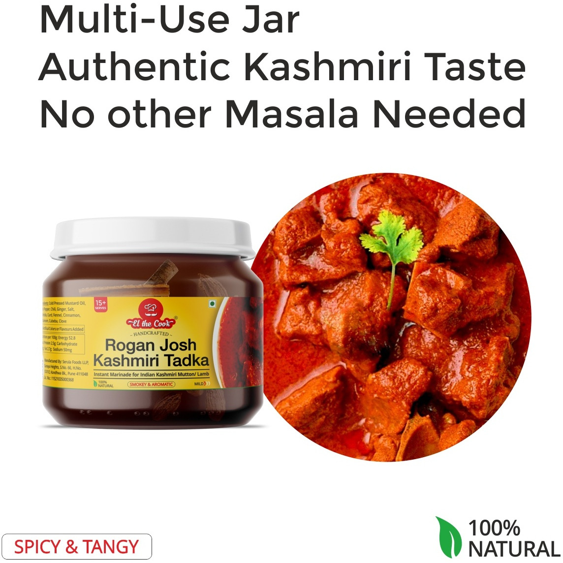 EL The Cook Ready-to-Use Tadka(CONCENRATED Whole Spice Tempering) for Kashmiri Meals, Indian Meat Marinade & Rice Seasoning, Super Saver COMBO Pack, 12.68oz, Vegetarian, Gluten-Free (Flavor Kashmiri Combo - 2 Pack)