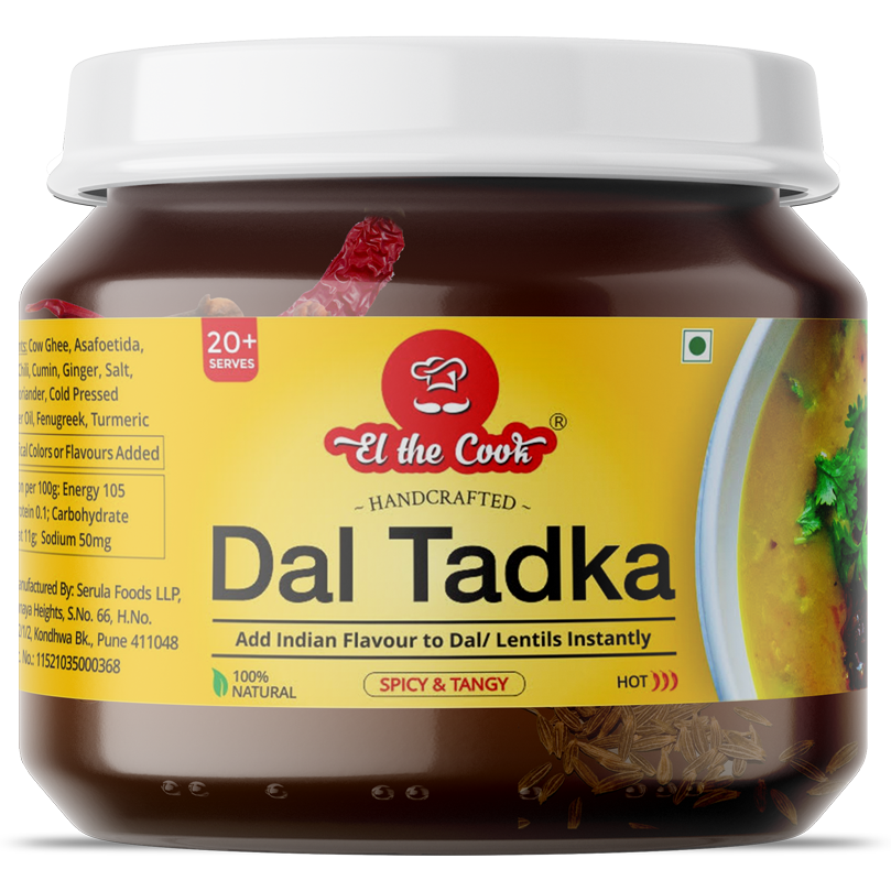 EL The Cook Ready-to-Use Ghee Tadka(CONCENRATED Whole Spice Tempering) for Dal, Indian Lentils Seasoning, Super Saver Jar Pack, 6.34oz, Vegetarian, Gluten-Free (Flavor Dal Tadka)