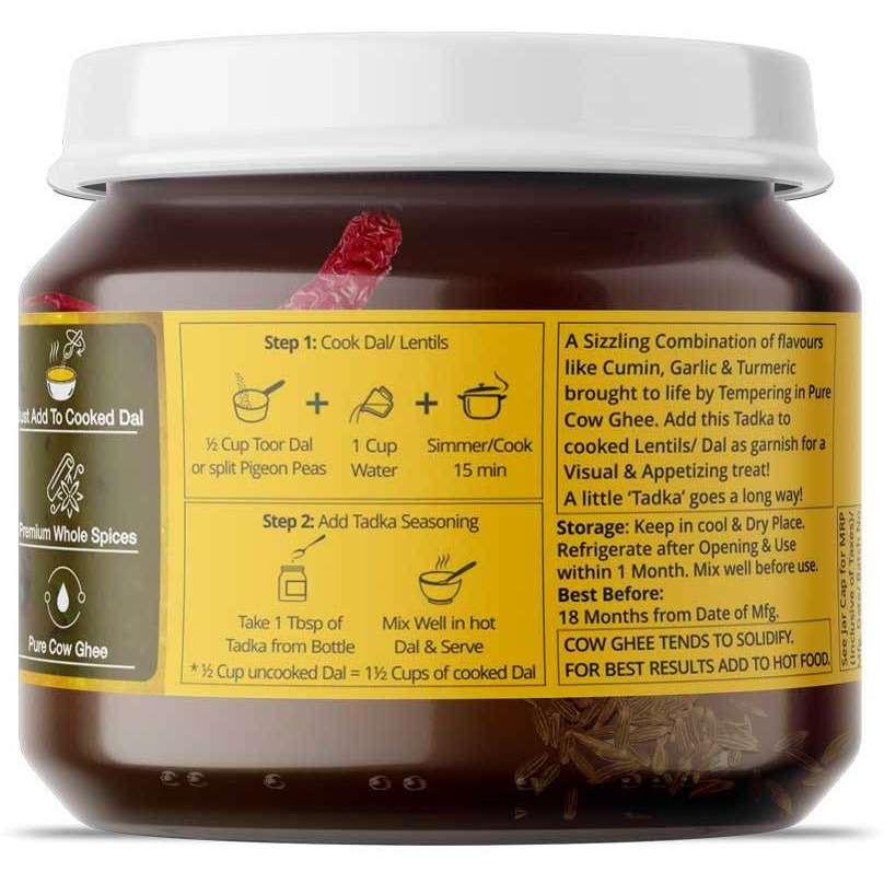 EL The Cook Ready-to-Use Ghee Tadka(CONCENRATED Whole Spice Tempering) for Dal, Indian Lentils Seasoning, Super Saver Jar Pack, 6.34oz, Vegetarian, Gluten-Free (Flavor Dal Tadka)