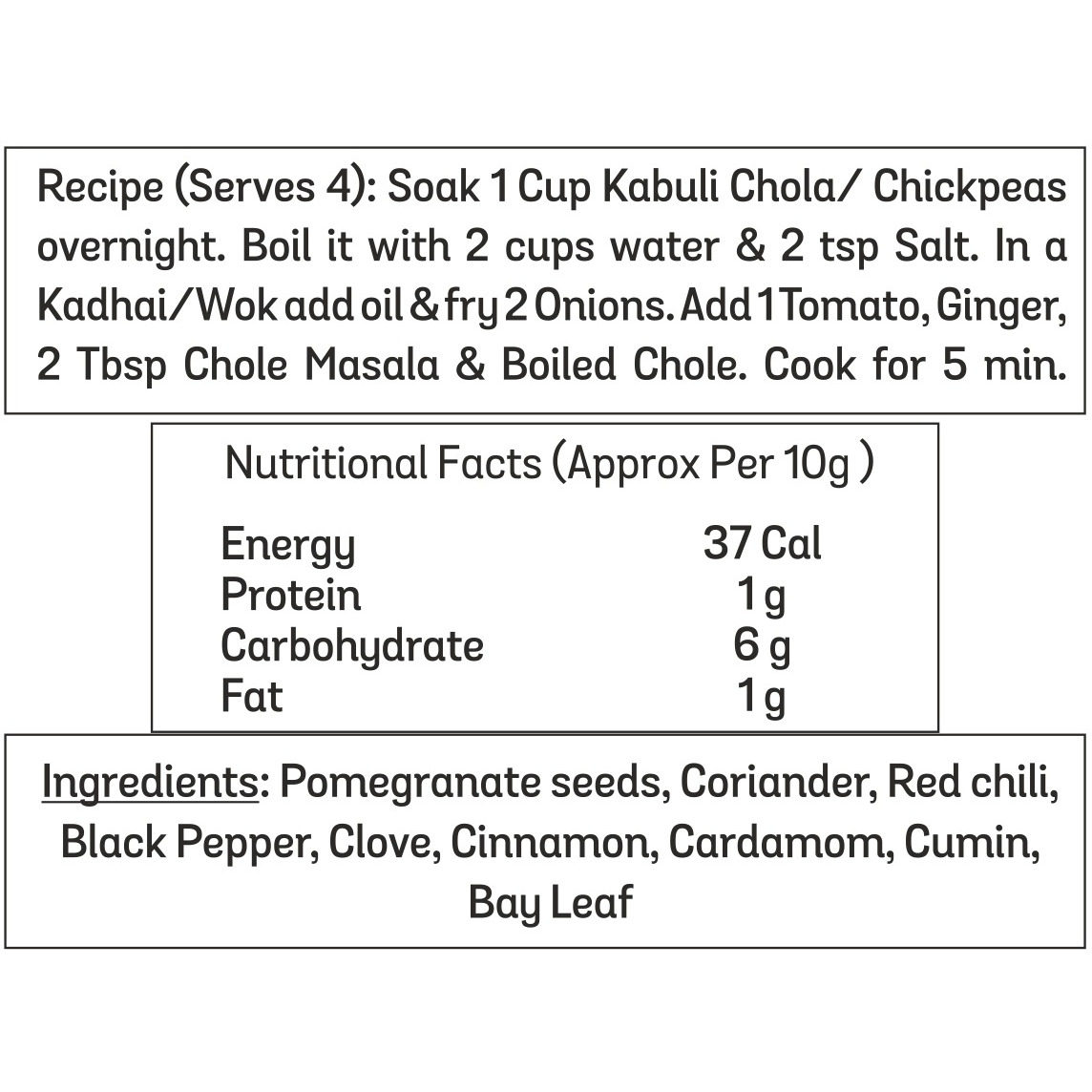 El The Cook Punjabi Chole/Chana Masala, Premium Indian Spice Blend, For Chick-Pea Curry, 2.82oz, Vegan, Gluten-Free (Flavor Chole Masala)
