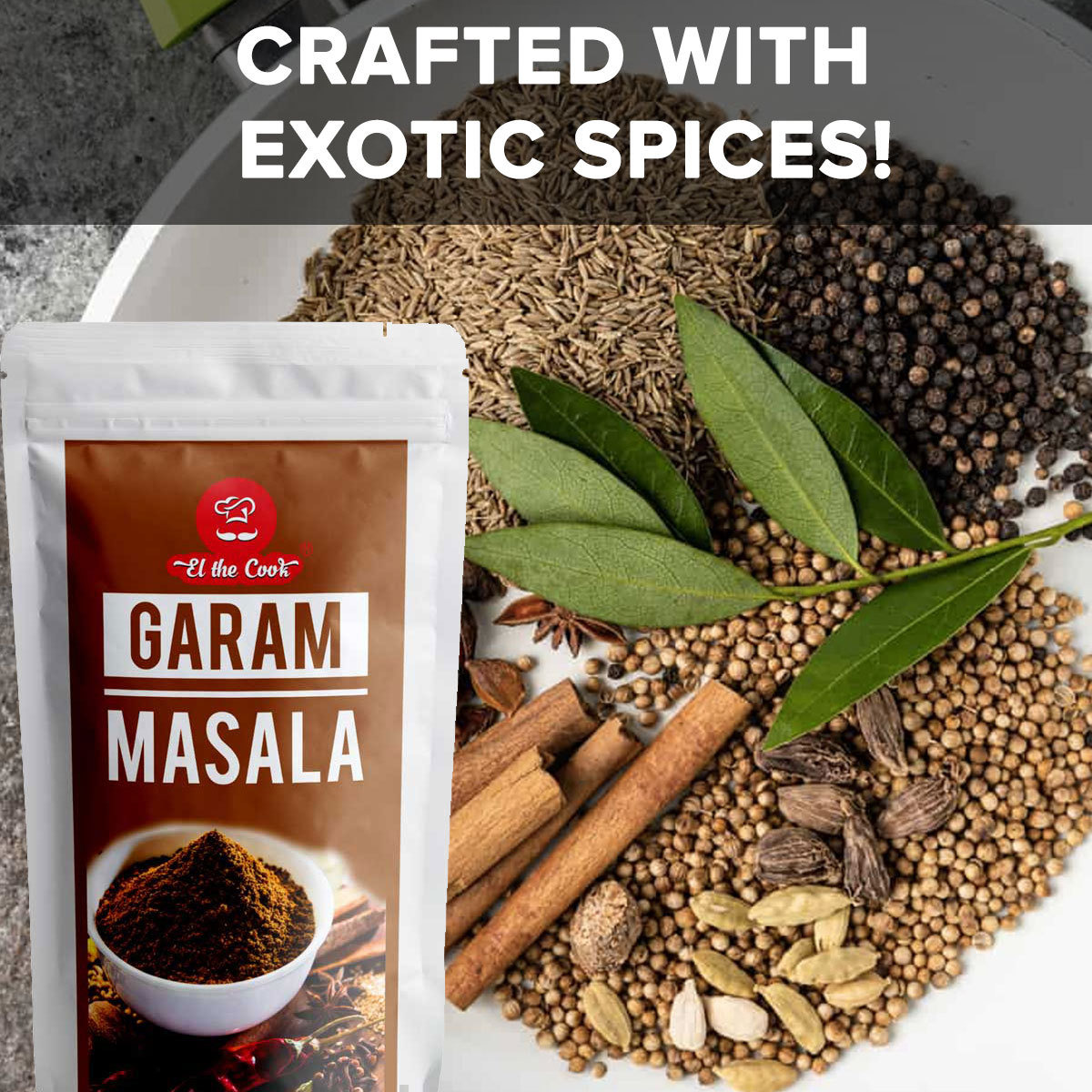 El The Cook Aromatic Garam Masala, Premium Indian Spice Blend, For Indian Dishes, 2.82oz, Vegan, Gluten-Free (Flavor: Garam Masala)