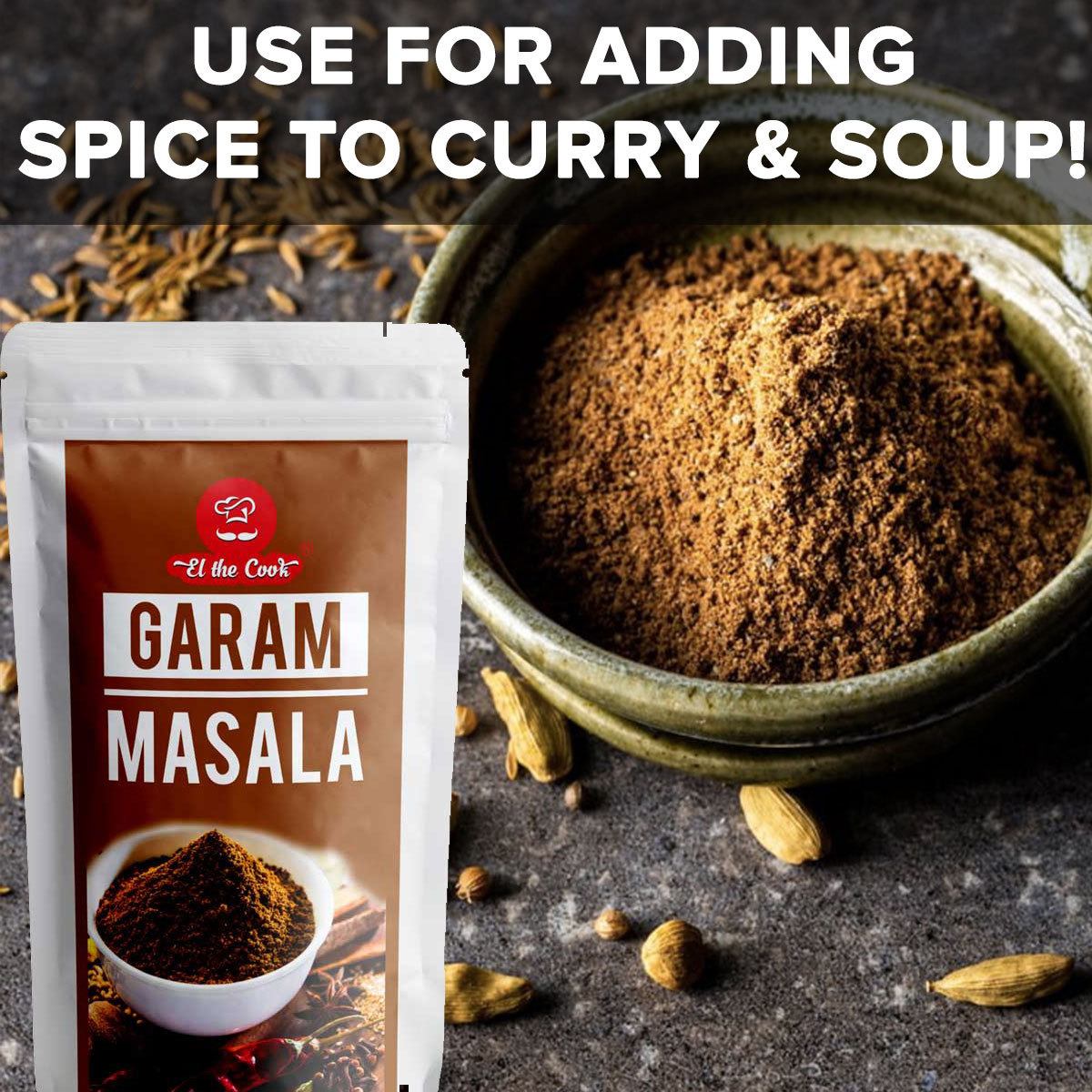 El The Cook Aromatic Garam Masala, Premium Indian Spice Blend, For Indian Dishes, 2.82oz, Vegan, Gluten-Free (Flavor: Garam Masala)