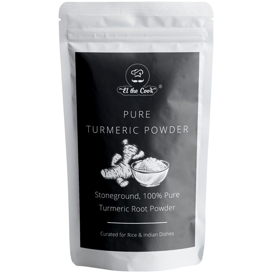 EL The Cook Turmeric/Haldi/Curcumin Powder | 100% Pure, Lab Tested, Aromatic Indian Spice | Natural, Vegan, Gluten Free, NON-GMO, Resealable Bag | Ideal for Indian, Mexican Cooking, Herbal Tea | 1.7oz (50gm) (Flavor Turmeric/ Haldi)