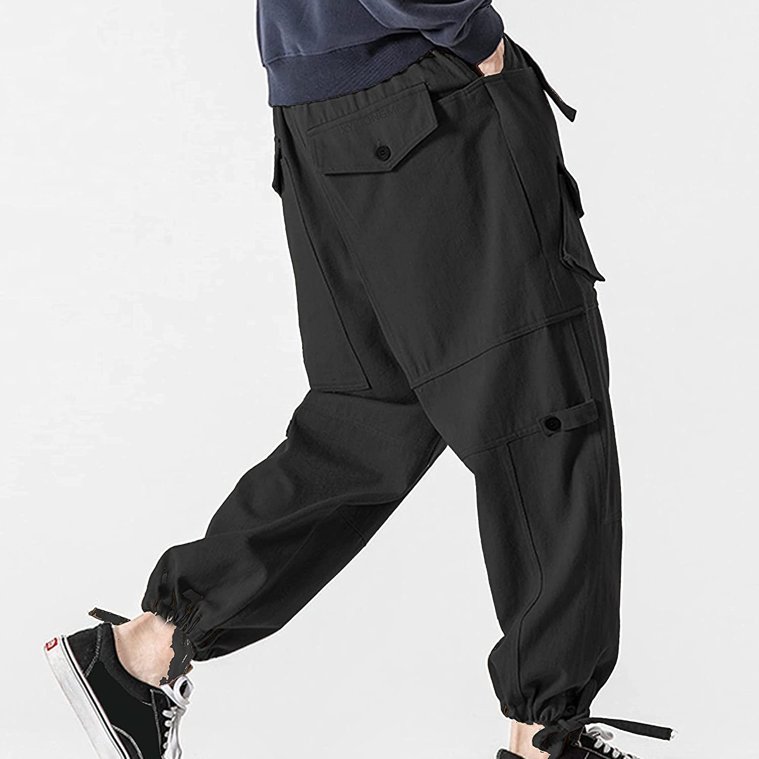MILLIONSTORE Streetwear Techwear Hip Hop Cargo Harem Pants for Men Multi-Pocket Cargo Pants Loose Casual Trousers