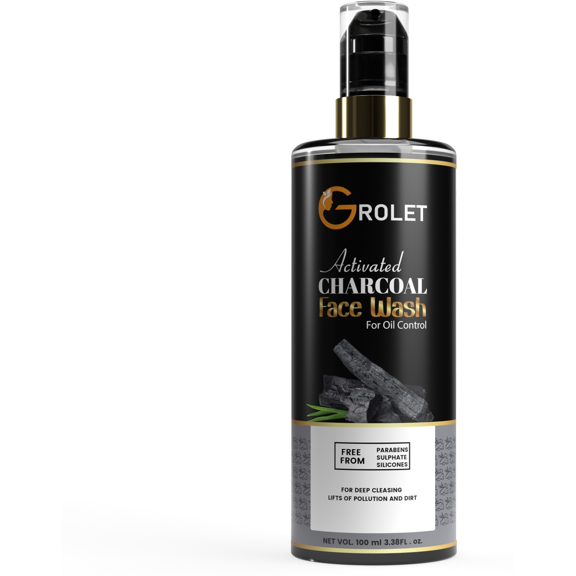 Grolet Activated Charcoal Face Wash Infused with Charcoal Mint