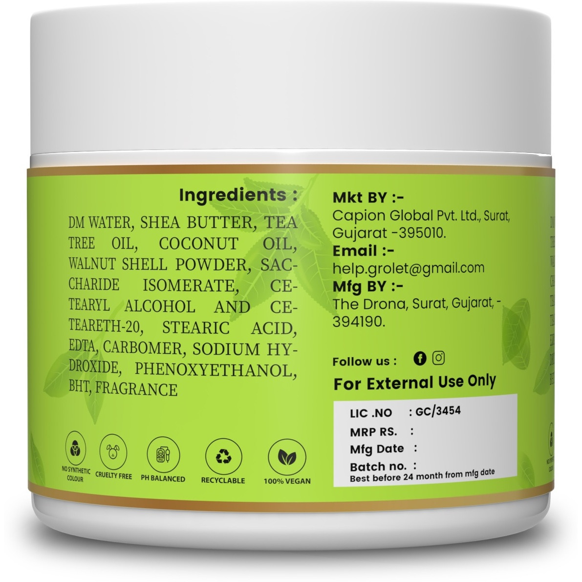 Grolet Natural Green Tea Face Scrub For Clarifying Skin