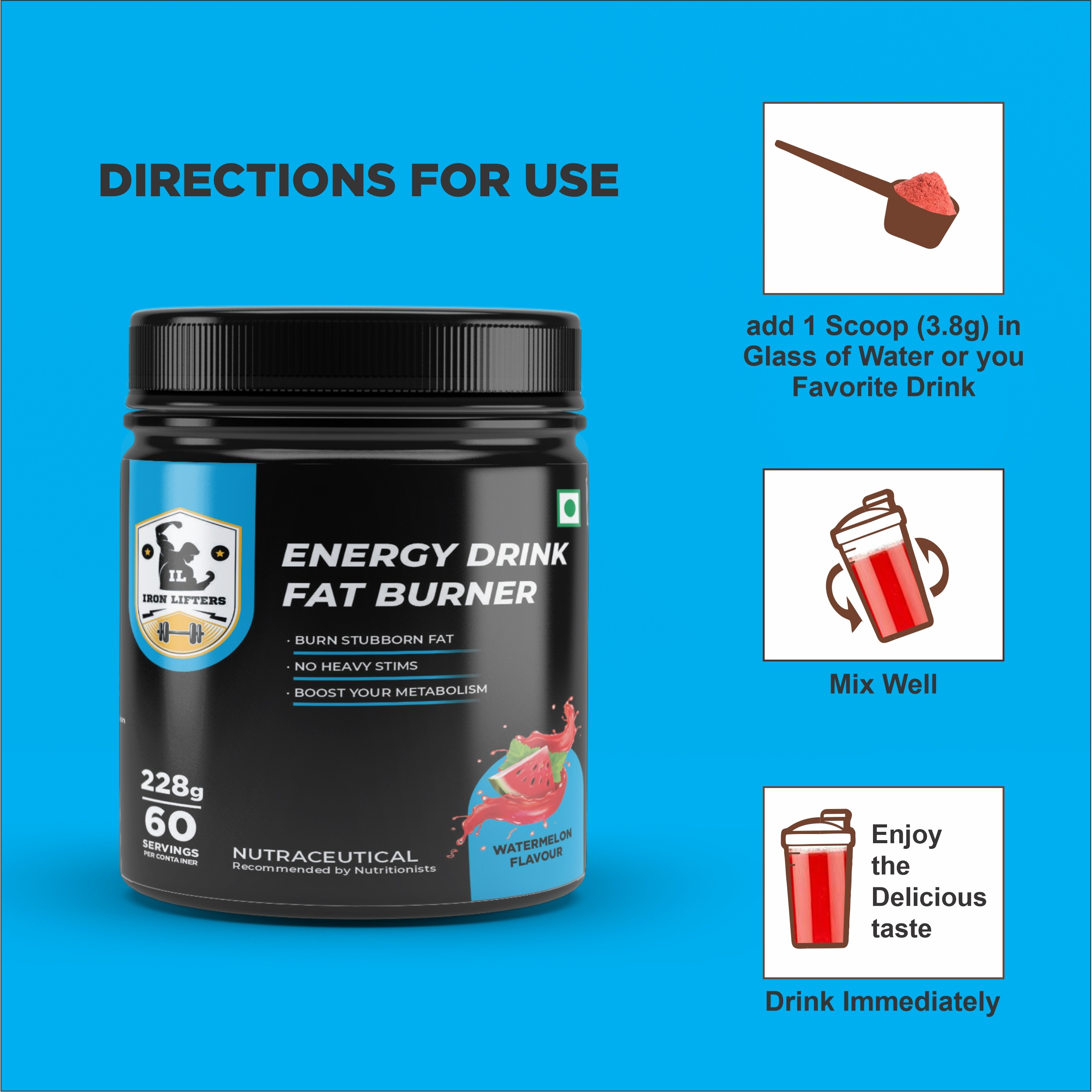 IRON LIFTERS Extra Power Booster Fat Burner (60 Servings)