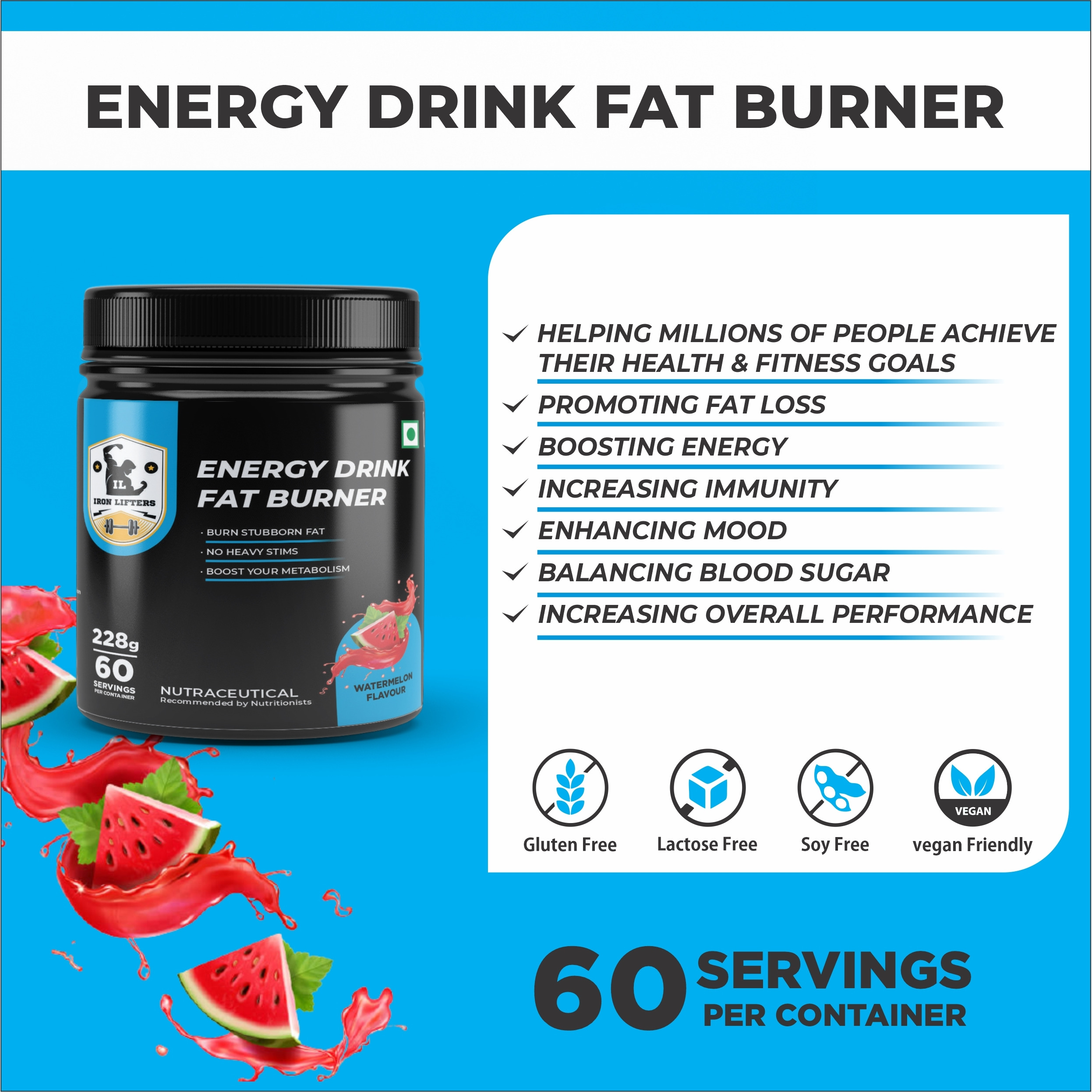 IRON LIFTERS Extra Power Booster Fat Burner (60 Servings)