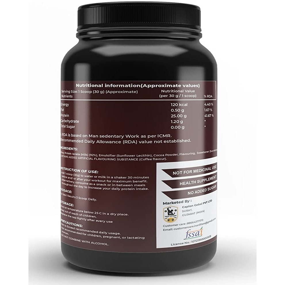 IRON LIFTERS Isolate Whey Protein Muscle Building Supplement (3 Lbs, 1360 GM, Coffee Flavor) (Size 3 LBS)