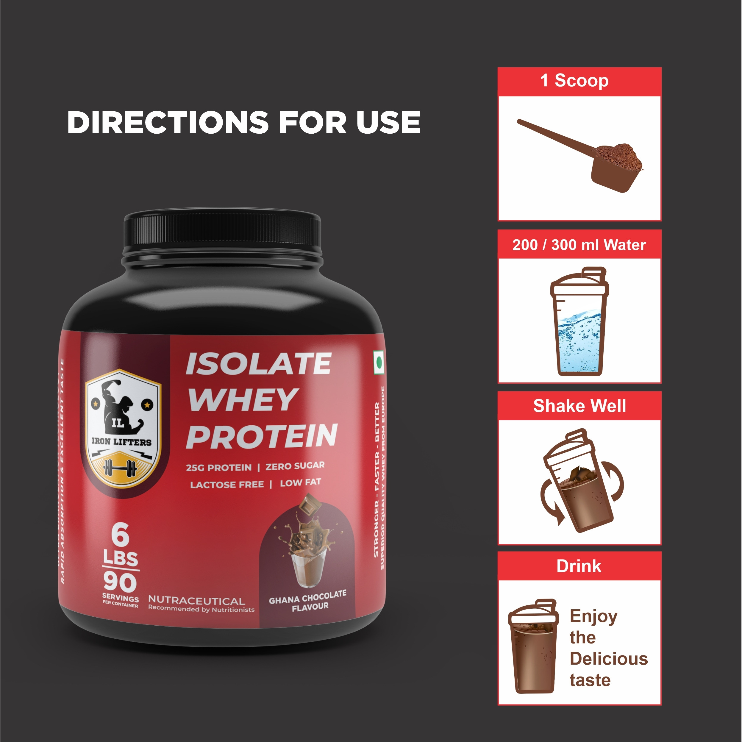 IRON LIFTERS Isolate Whey Protein Muscle Building Supplement (6 Lbs, 2721 GM,Chocolate Flavor) (Size 6 LBS)