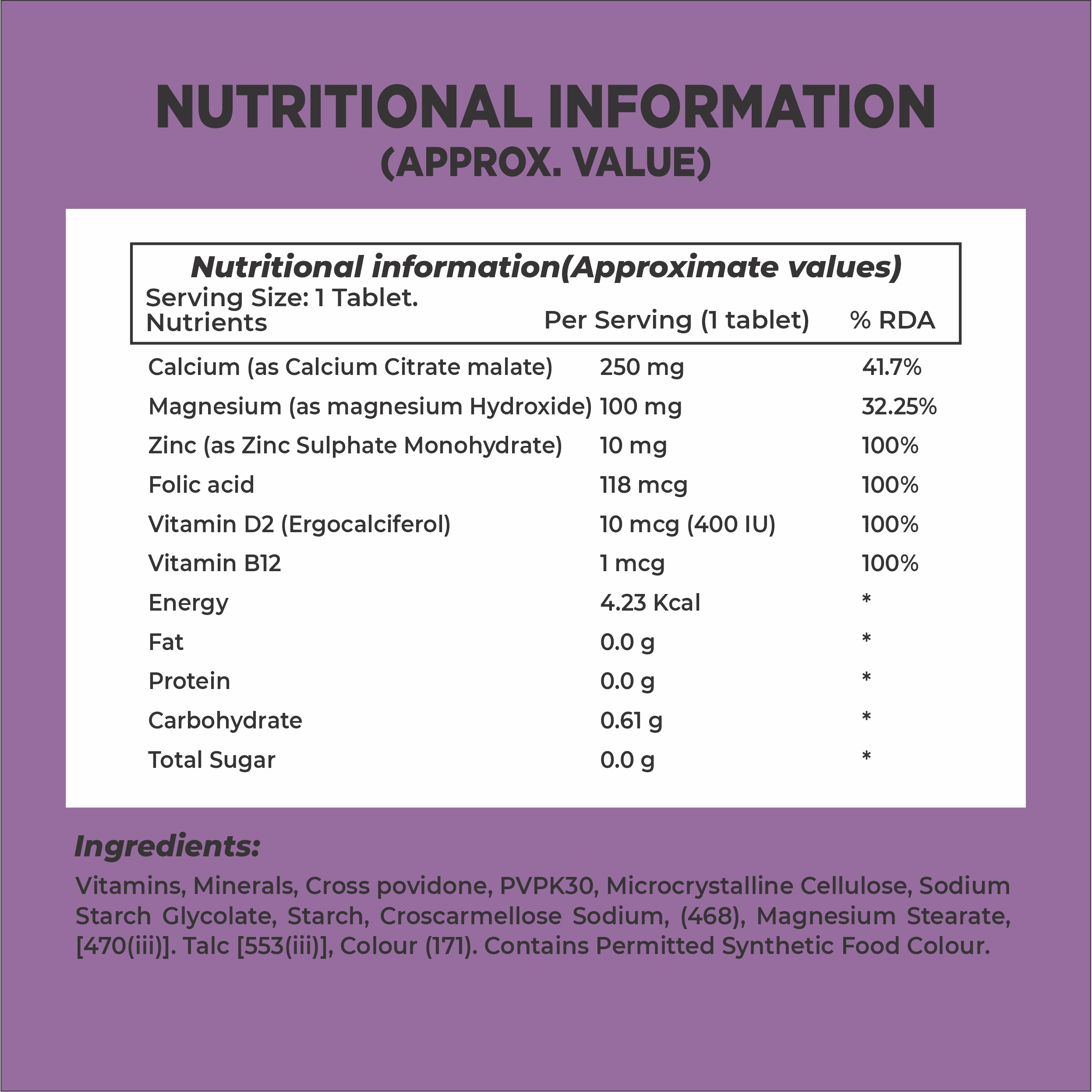 IRON LIFTERS Calcium Magnesium Zinc & Vitamin D3 Supplement Tablet (90 Tablets)