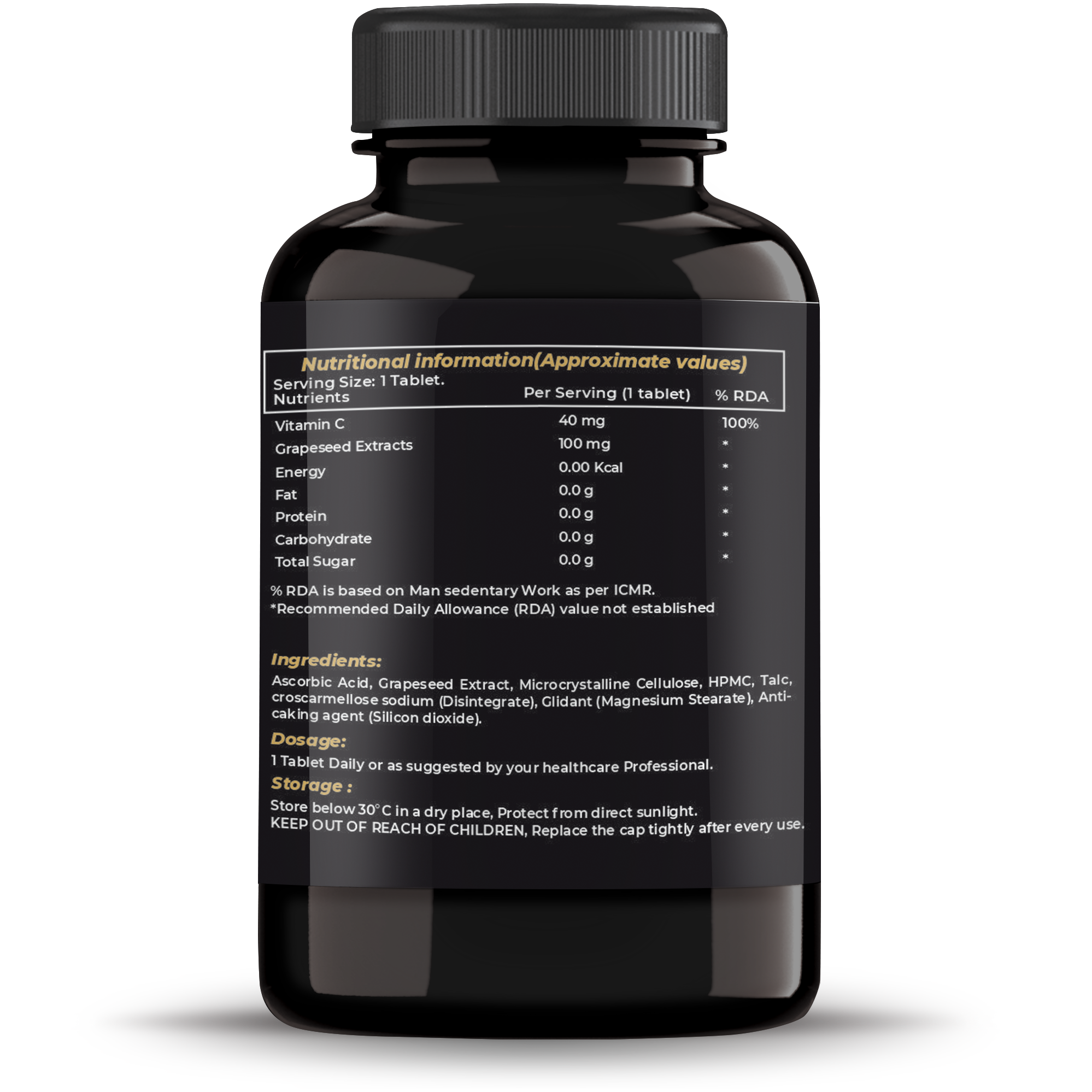 IRON LIFTERS Vitamin C Tablets with Grapes Seed Extract Antioxidant Supplement (90 Tablets)