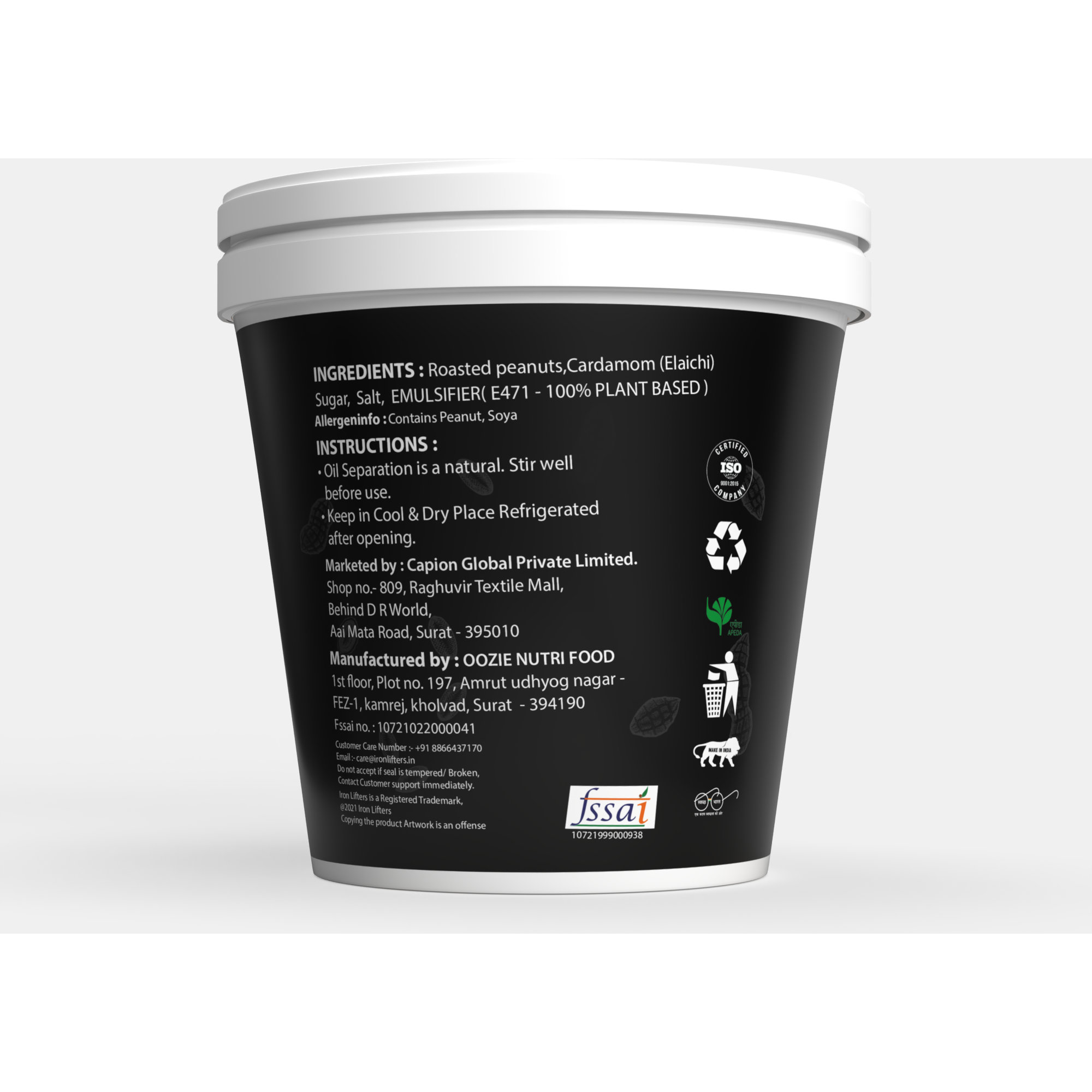 IRON LIFTERS High Protein Roasted Peanuts Butter Super Creamy with Cardamom Sweeten Flavor | No Added Sugar, Salt, or Hydrogenated Oils | 1  KG (Flavor Cardamom Creamy 1kg, Size 1 Kg)
