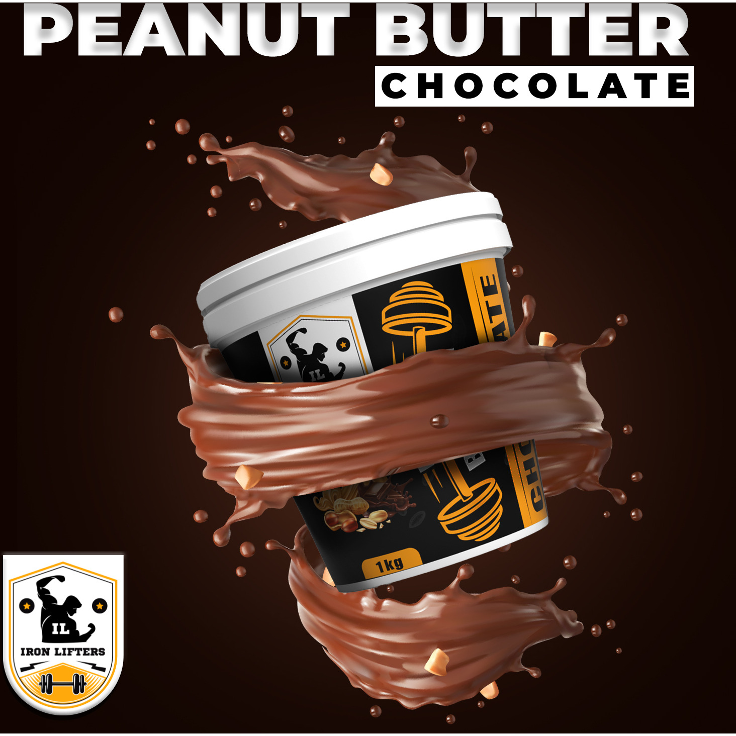IRON LIFTERS High Protein Roasted Peanuts Butter Super Creamy with Chocolate Sweeten Flavor | No Added Sugar, Salt, or Hydrogenated Oils | 1  KG (Size 1 Kg, Flavor Chocolate Creamy 1 kg)