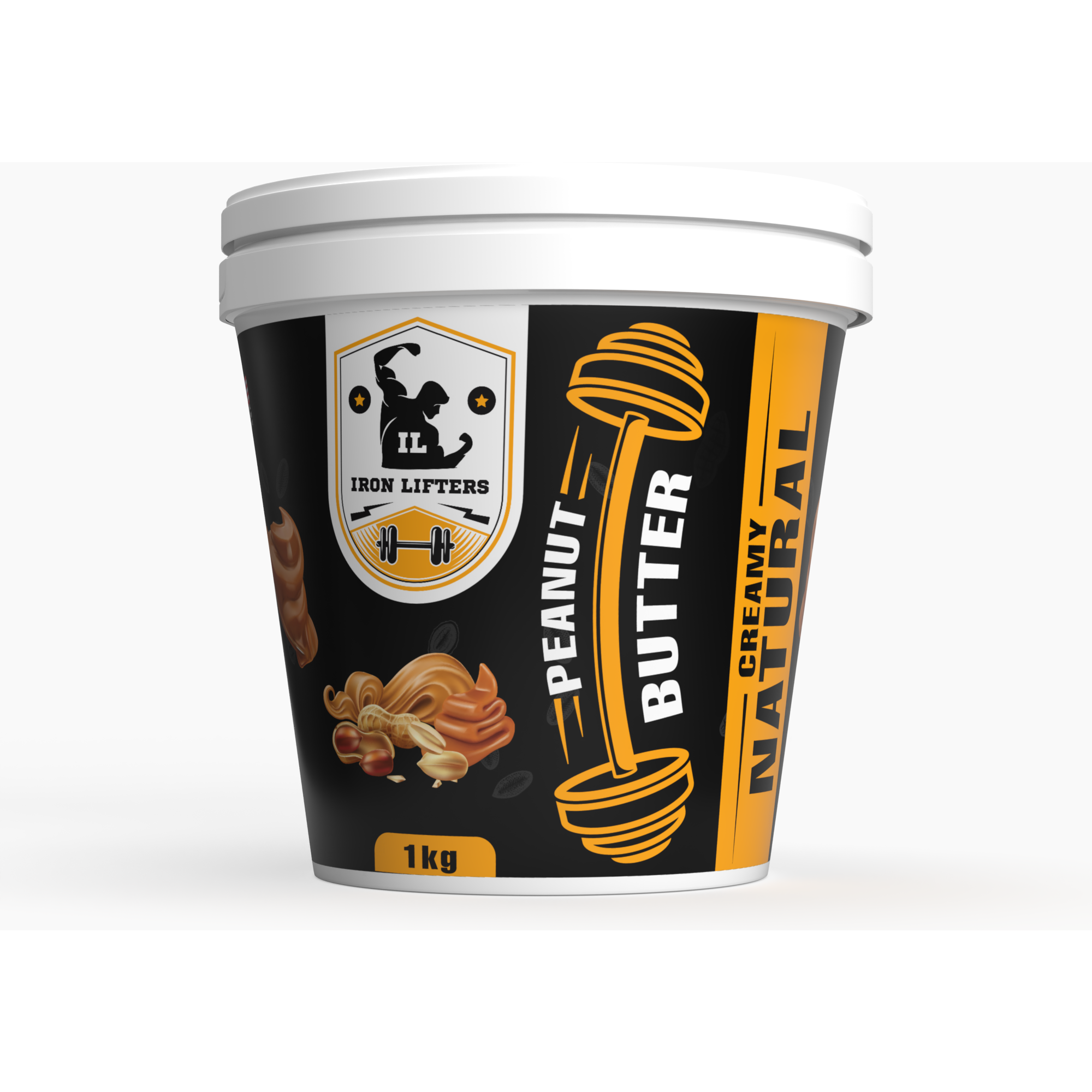IRON LIFTERS High Protein Natural Roasted Peanuts Butter Super Creamy | No Added Sugar, Salt, or Hydrogenated Oils | 1  KG (Size 1 Kg, Flavor Unflavoured Creamy 1kg)