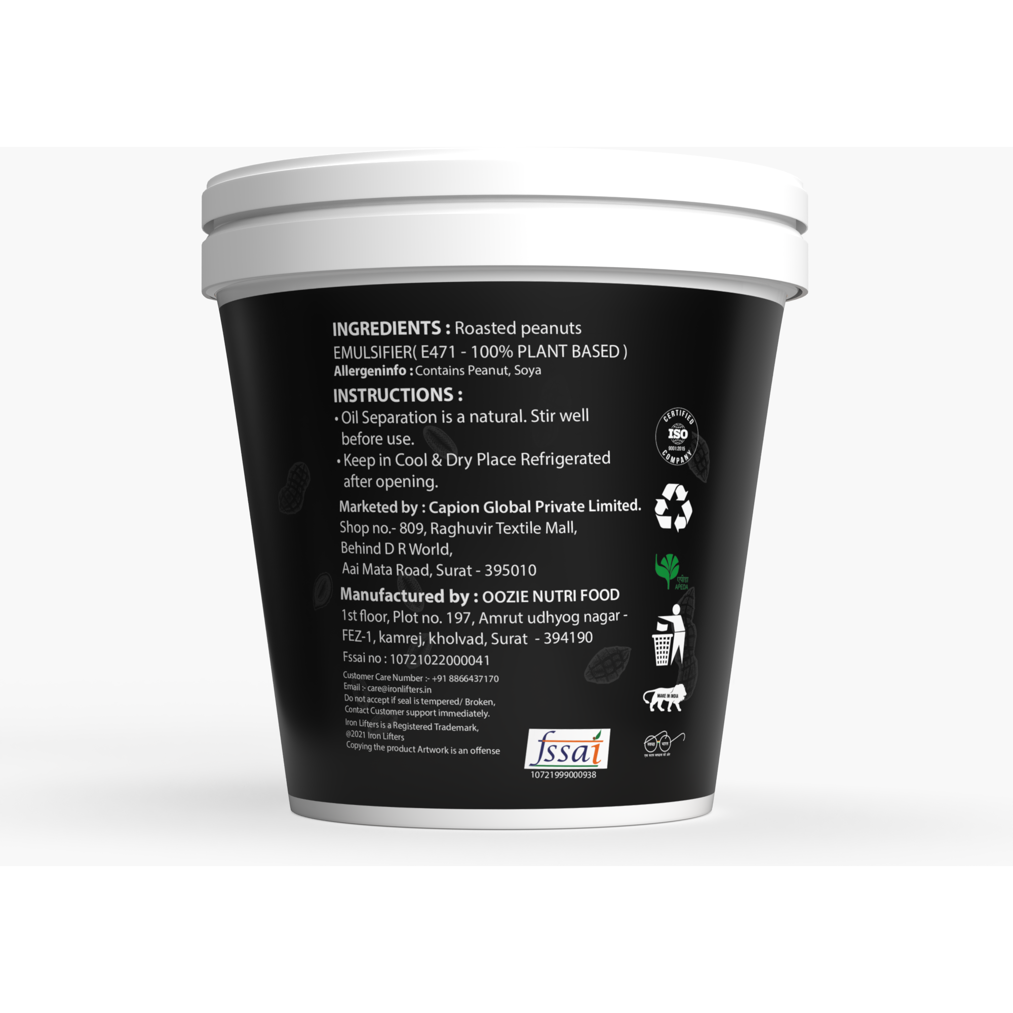 IRON LIFTERS High Protein Natural Roasted Peanuts Butter Super Creamy | No Added Sugar, Salt, or Hydrogenated Oils | 1  KG (Size 1 Kg, Flavor Unflavoured Creamy 1kg)