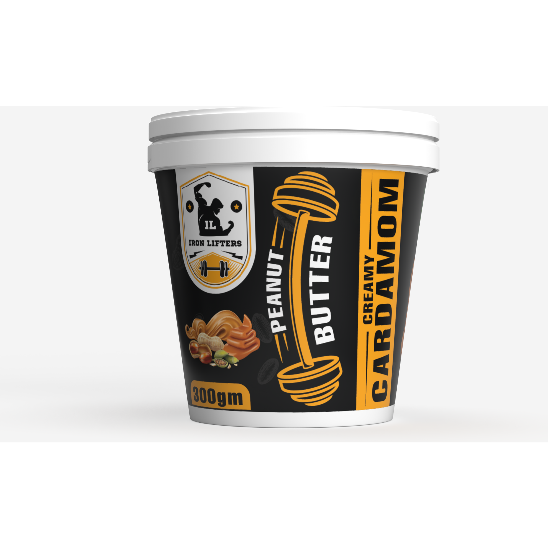 IRON LIFTERS High Protein Roasted Peanuts Butter Super Creamy with Cardamom Sweeten Flavor | No Added Sugar, Salt, or Hydrogenated Oils | 300 gm (Size 300 gm, Flavor Cardamom Creamy 300 gm)