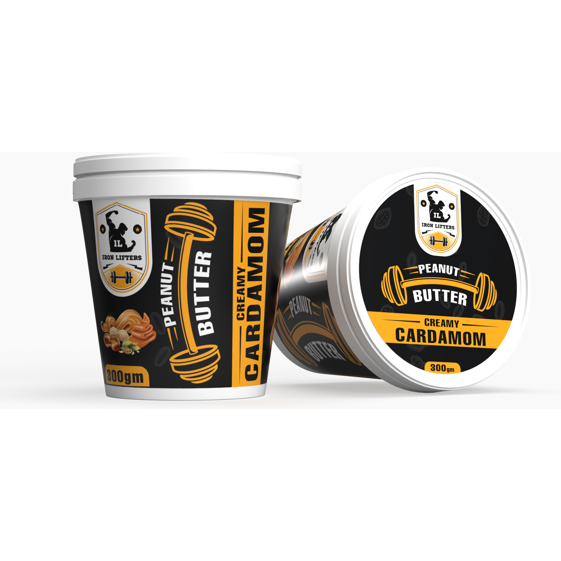 IRON LIFTERS High Protein Roasted Peanuts Butter Super Creamy with Cardamom Sweeten Flavor | No Added Sugar, Salt, or Hydrogenated Oils | 300 gm (Size 300 gm, Flavor Cardamom Creamy 300 gm)