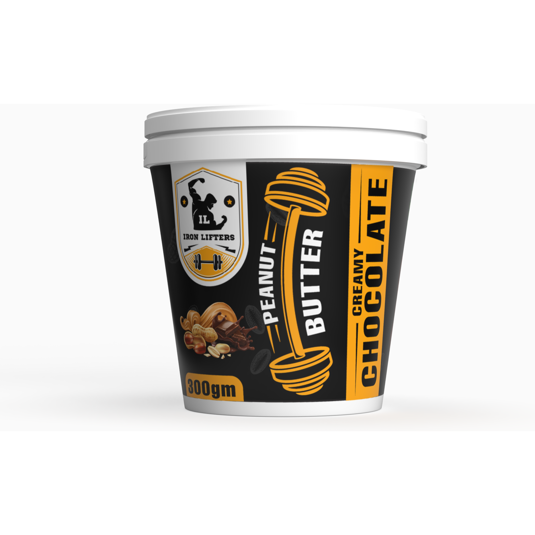 IRON LIFTERS High Protein Roasted Peanuts Butter Super Creamy with Chocolate Sweeten Flavor | No Added Sugar, Salt, or Hydrogenated Oils | 300 gm (Size 300 gm, Flavor Chocolate Creamy 300gm)