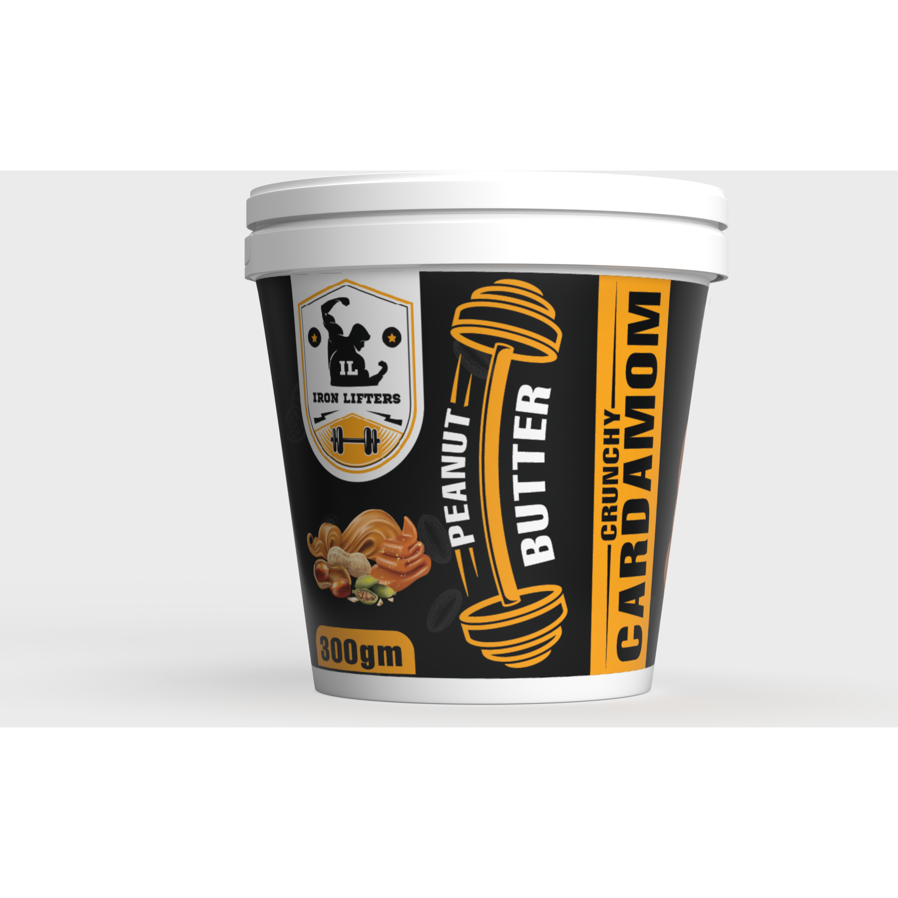 IRON LIFTERS High Protein Roasted Peanuts Butter Super Crunchy with Cardamom Sweetened Flavor | No Added Sugar, Salt, or Hydrogenated Oils | 300 gm (Size 300 gm, Flavor Cardamom Crunchy 300 gm)