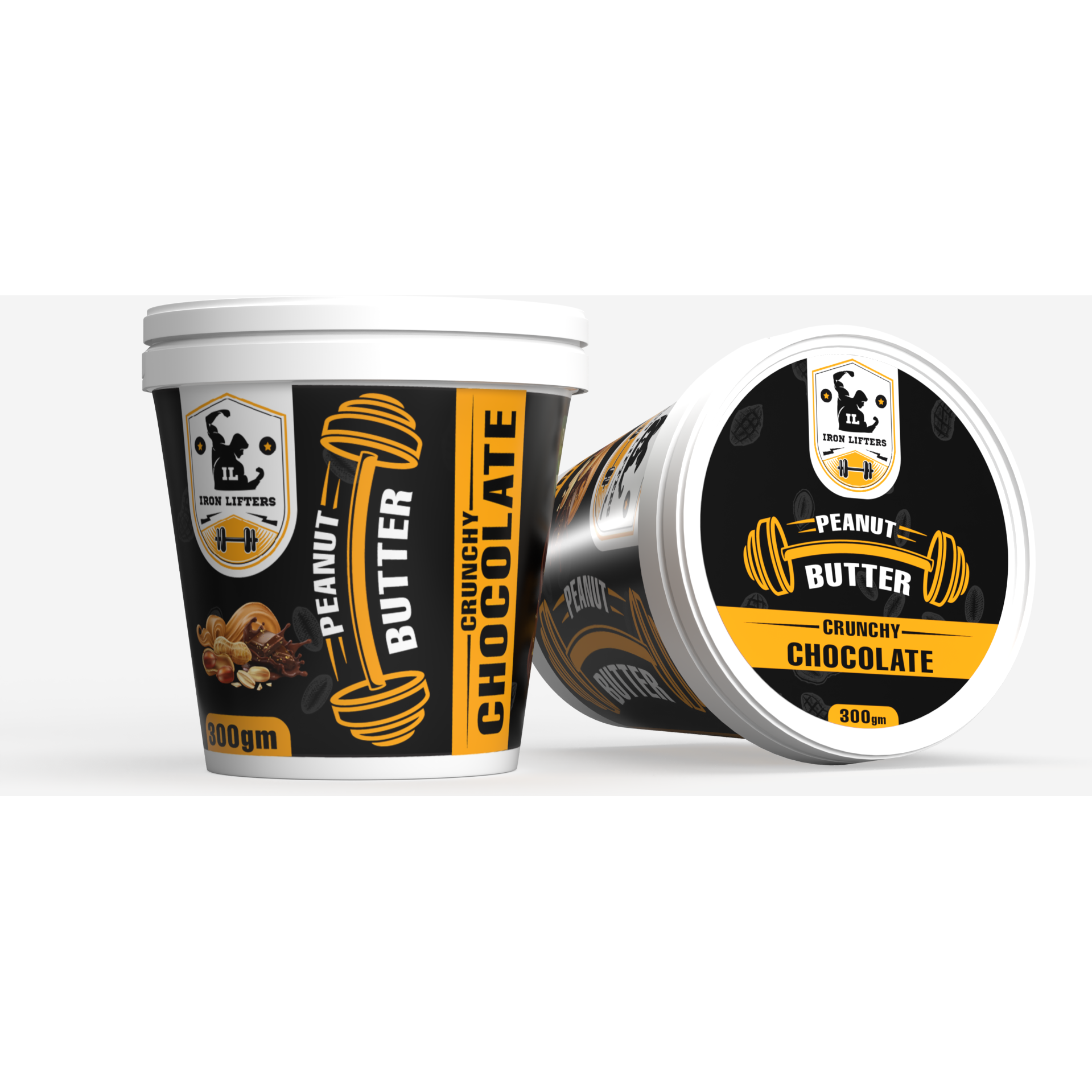 IRON LIFTERS High Protein Roasted Peanuts Butter Super Crunchy with Chocolate Sweetened Flavor | No Added Sugar, Salt, or Hydrogenated Oils | 300 gm (Size 300 gm, Flavor Chocolate Crunchy 300gm)