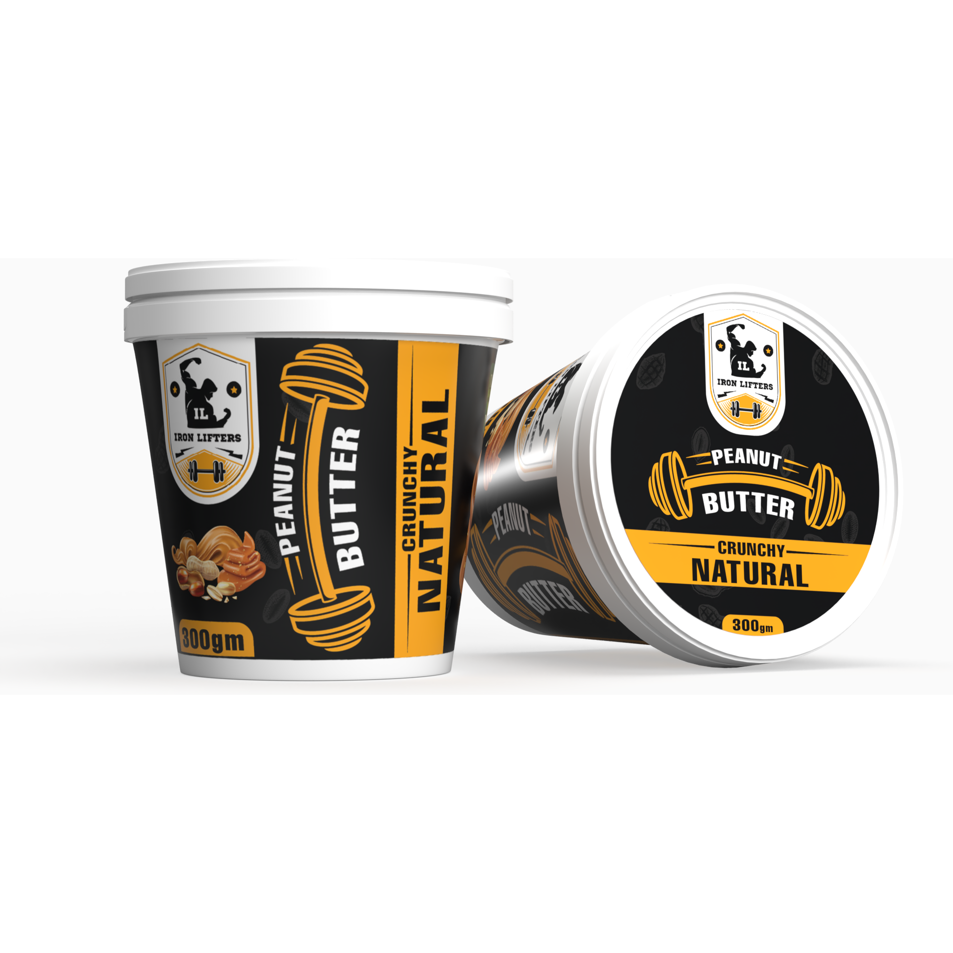IRON LIFTERS High Protein All Natural Roasted Peanuts Butter Super Crunchy Unsweetened| No Added Sugar, Salt, or Hydrogenated Oils | 300 gm (Size 300 gm, Flavor Unflavoured Crunchy 300gm)