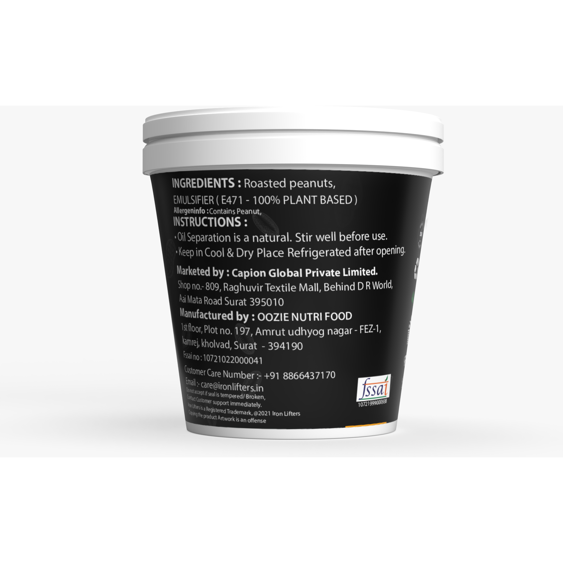 IRON LIFTERS High Protein All Natural Roasted Peanuts Butter Super Crunchy Unsweetened| No Added Sugar, Salt, or Hydrogenated Oils | 300 gm (Size 300 gm, Flavor Unflavoured Crunchy 300gm)