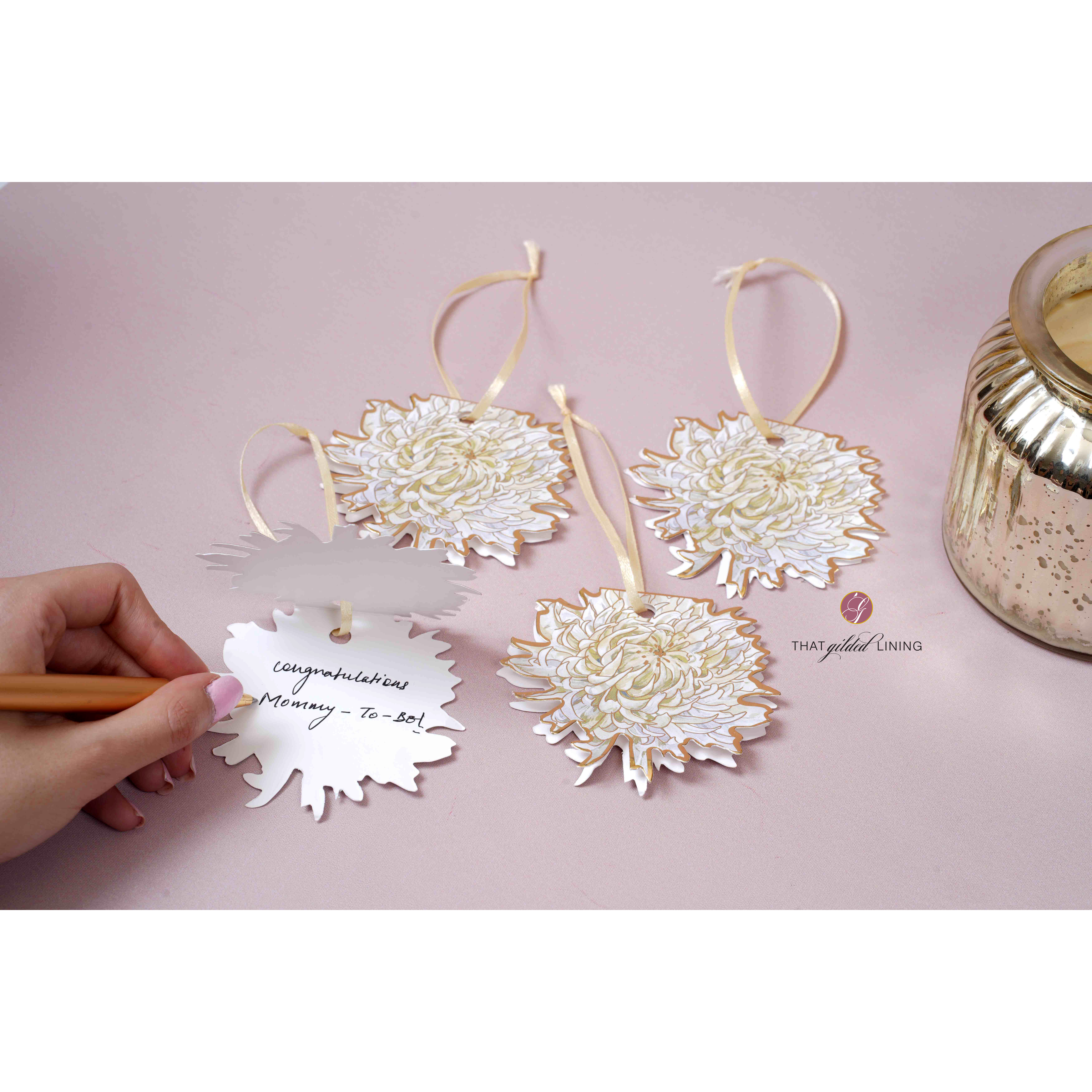 Folded Tags- Gilded Chrysanth- Pack of 50