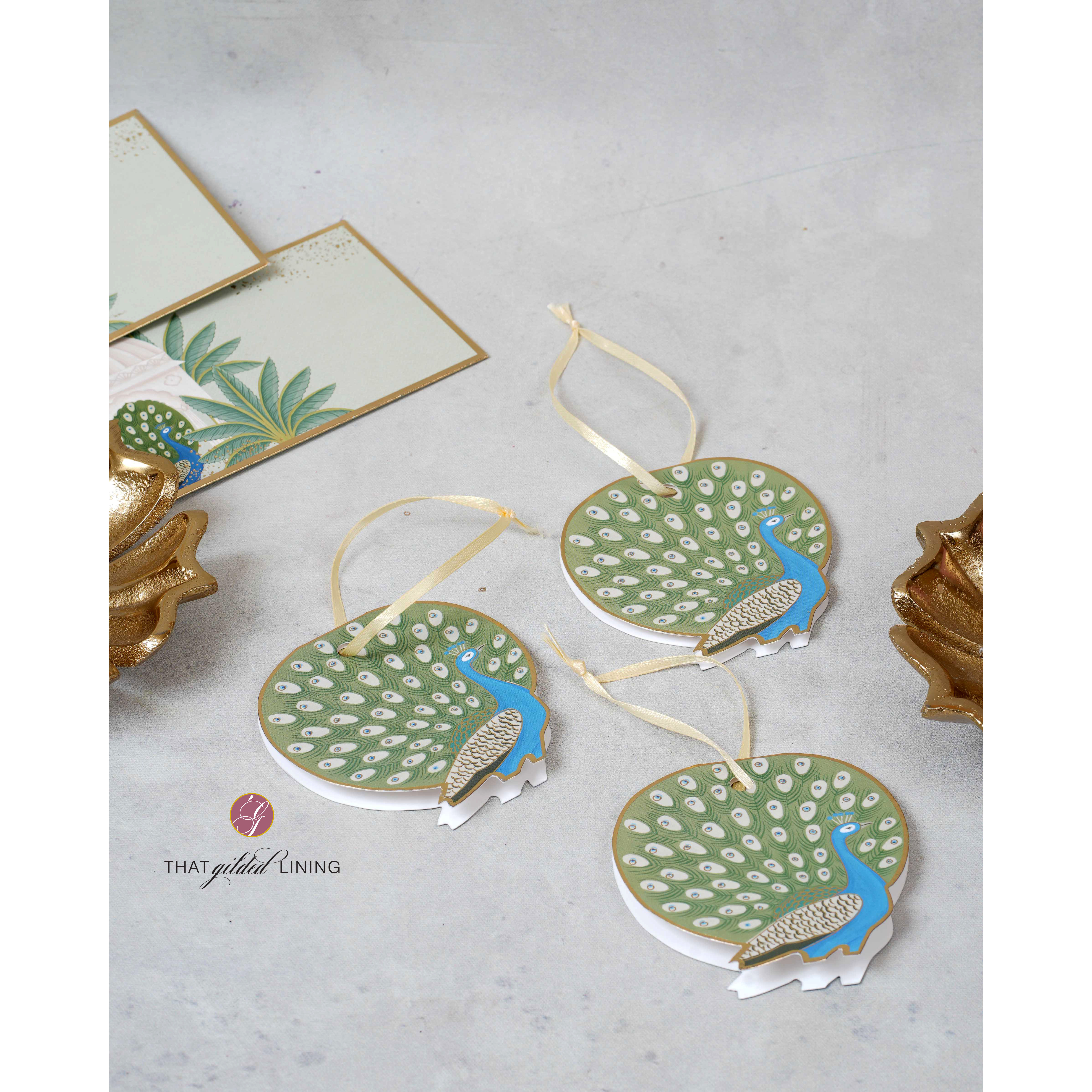 Folded Tags- Udaipur - Gilded Peacock- Pack of 20