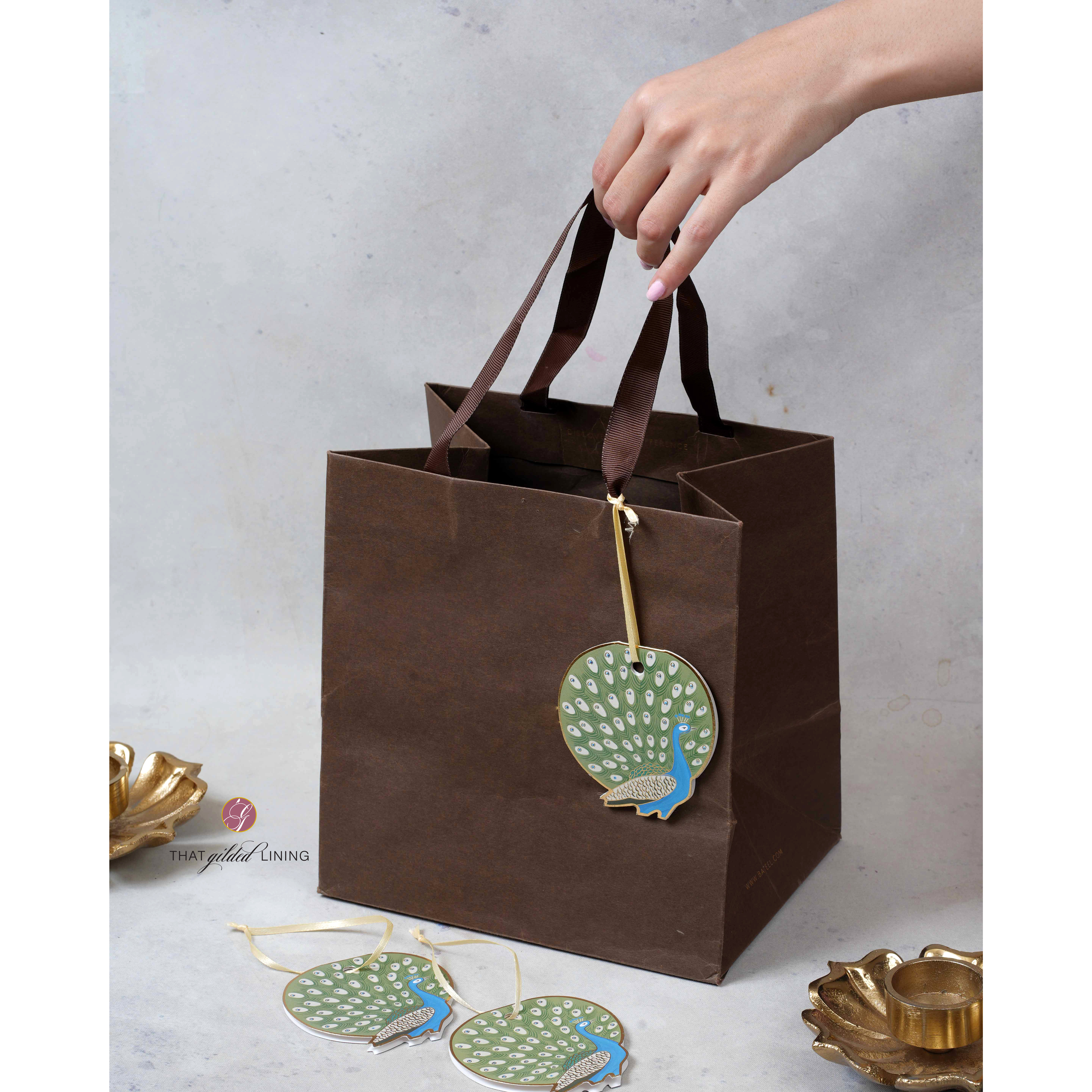 Folded Tags- Udaipur - Gilded Peacock- Pack of 20