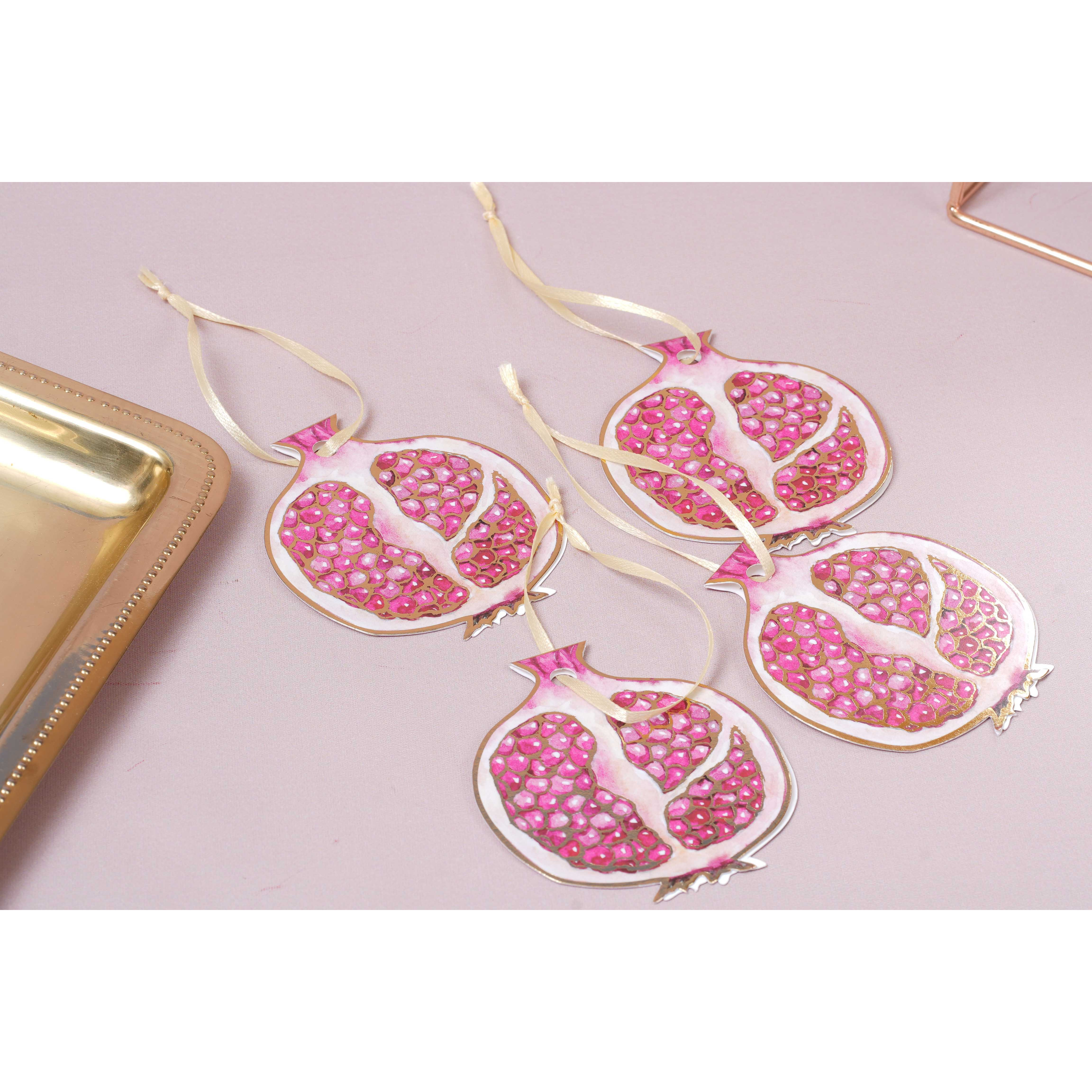 Folded Tags-Gilded Pomegranate- Pack of 100