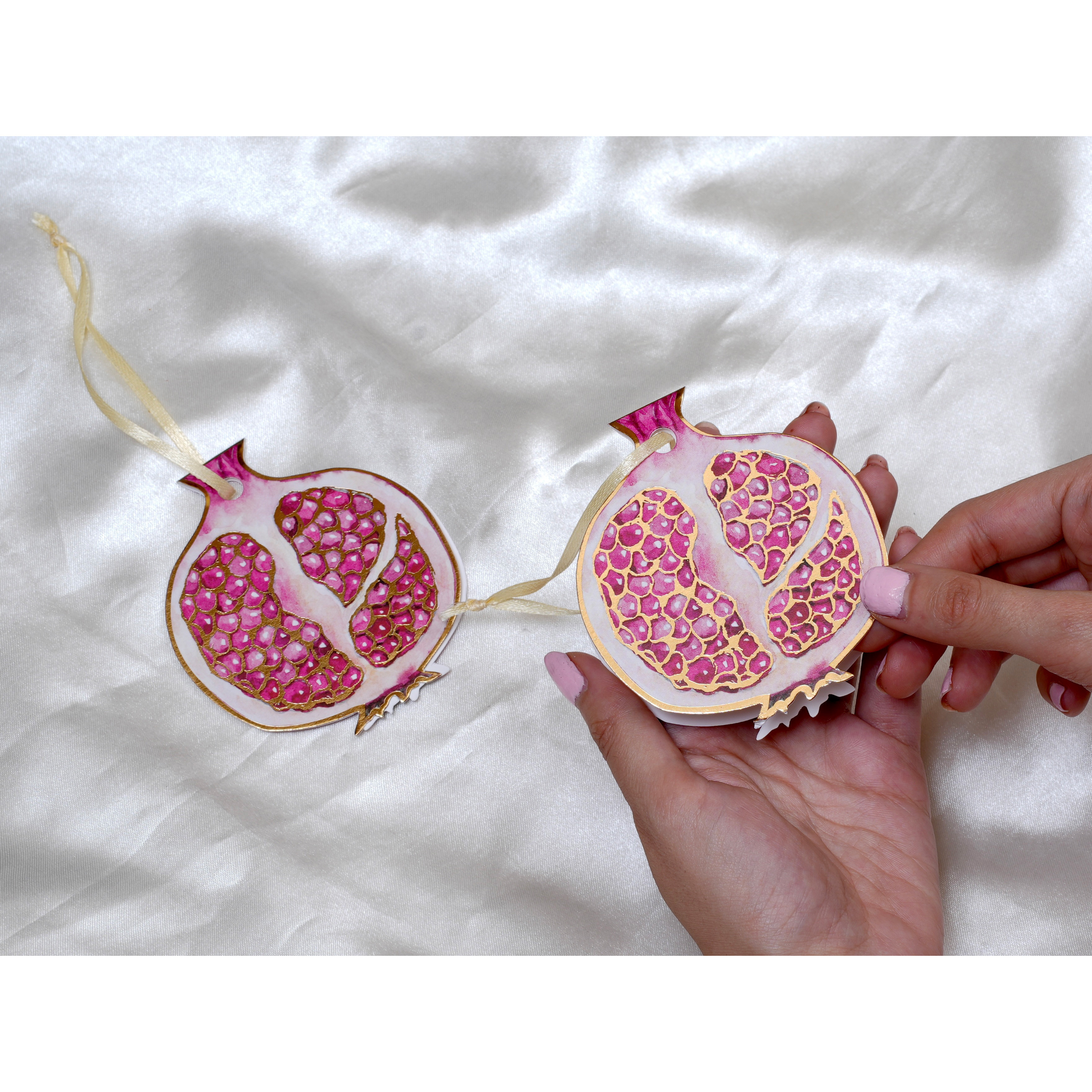 Folded Tags-Gilded Pomegranate- Pack of 20
