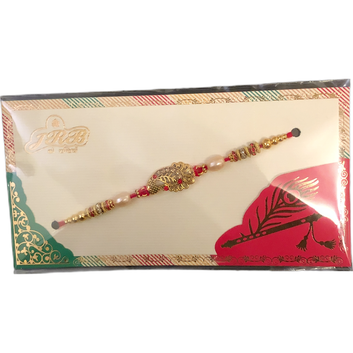 Rakhi - Curved Pigeon Red Yellow (Card Pack) 1 pc CP2503