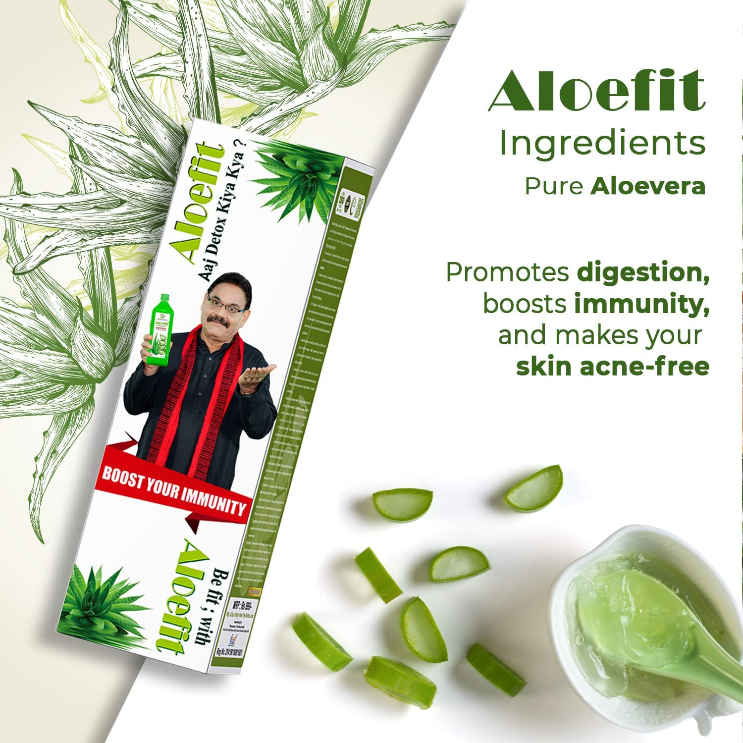 Pharma Science Aloe Vera Juice | For Glowing Skin & Healthy Hair | No Added Sugar - 1L