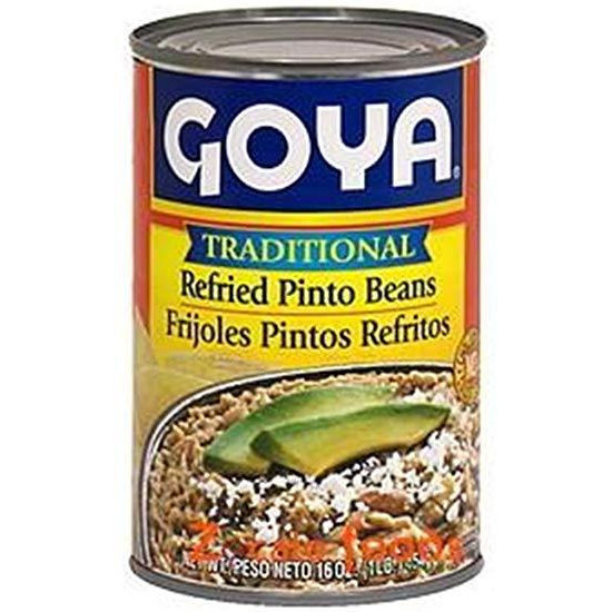 Case of 12 - Goya Traditional Refried Beans - 16 Oz (454 Gm)