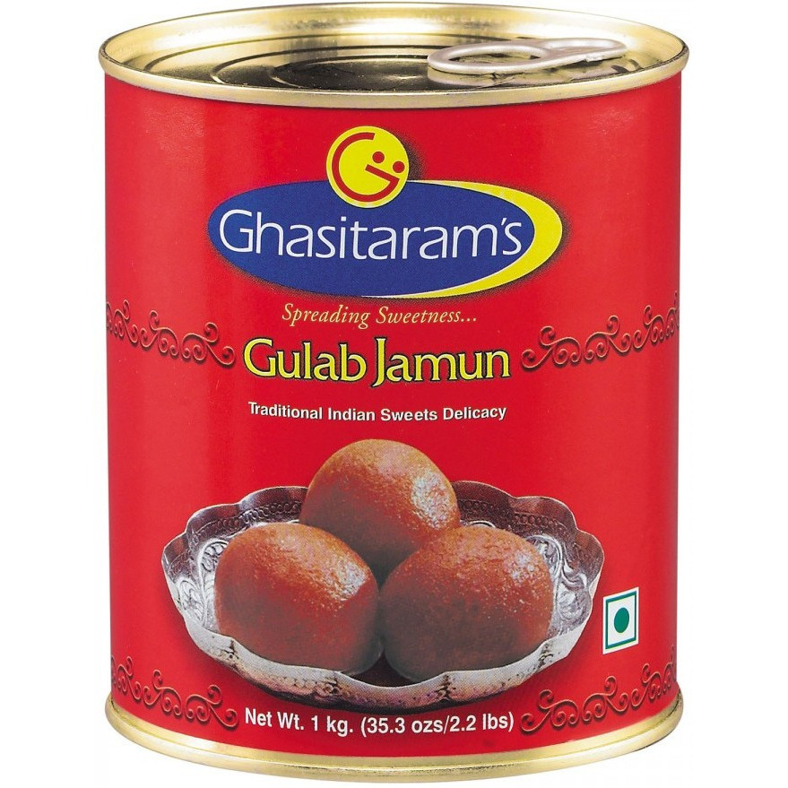 Case of 12 - Ghasitaram's Gulab Jamun Can - 1 Kg (2.2 Lb)